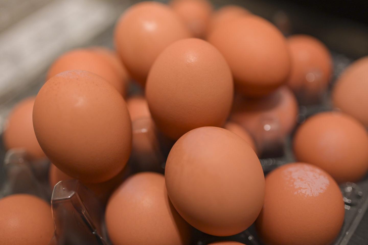 Eggs are seen as shelves are emptied