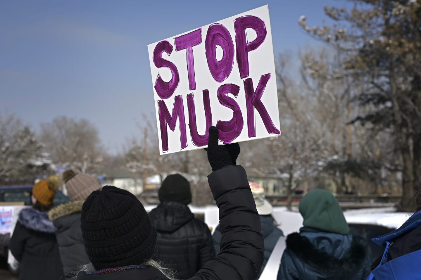 Protesters in front of Department of Commerce's office in Boulder, Colorado on Wednesday.