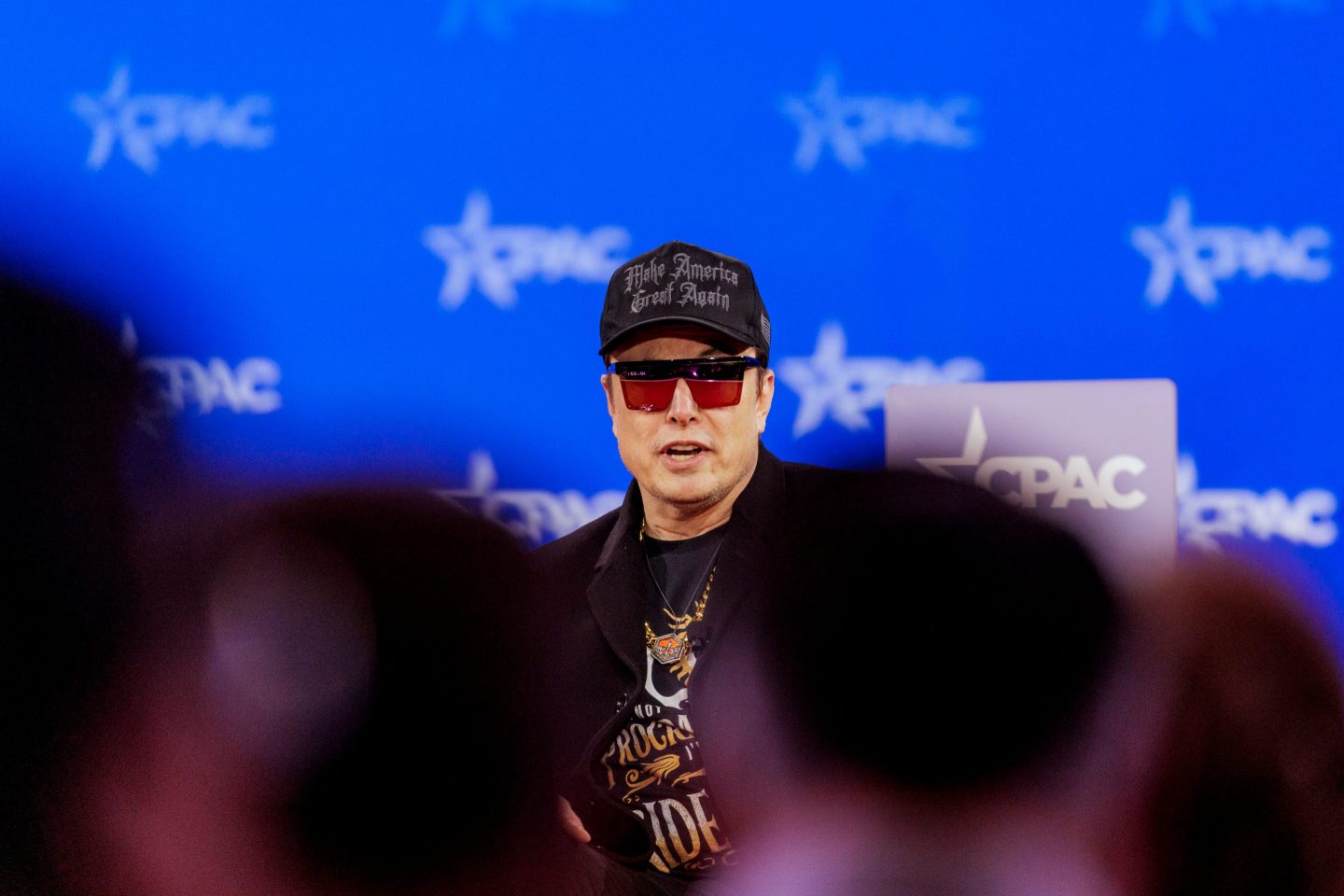 Elon Musk, CEO of Tesla and owner of social media network X, during the Conservative Political Action Conference (CPAC) in National Harbor, Md., on Feb. 20, 2025.