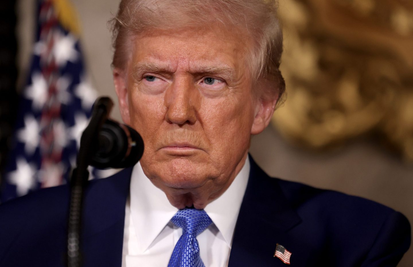 U.S. President Donald Trump delivers remarks after signing an executive order on expanding access to IVF at his Mar-a-Lago resort on February 18, 2025 in Palm Beach, Florida.