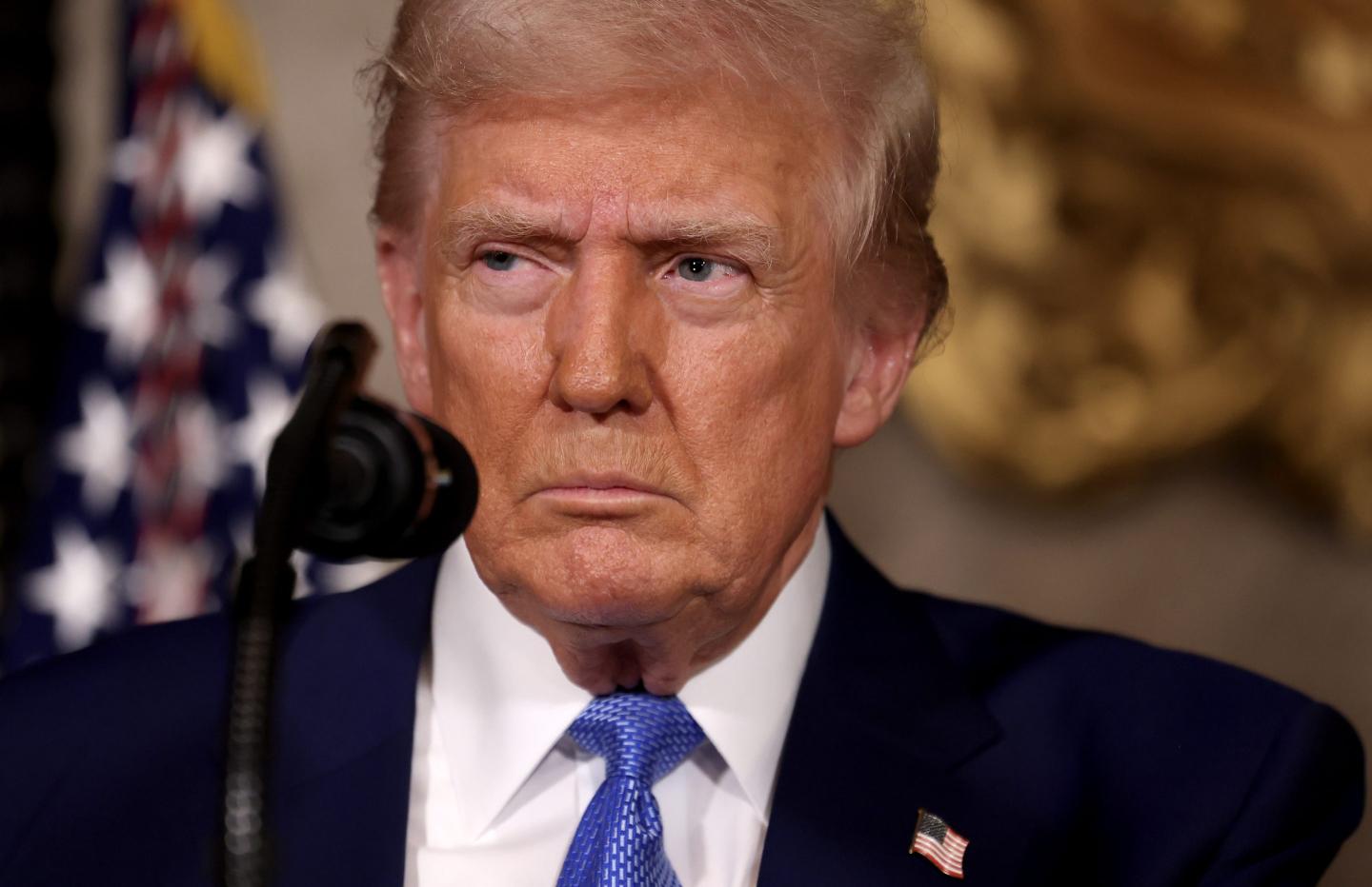 U.S. President Donald Trump delivers remarks after signing an executive order on expanding access to IVF at his Mar-a-Lago resort on February 18, 2025 in Palm Beach, Florida.
