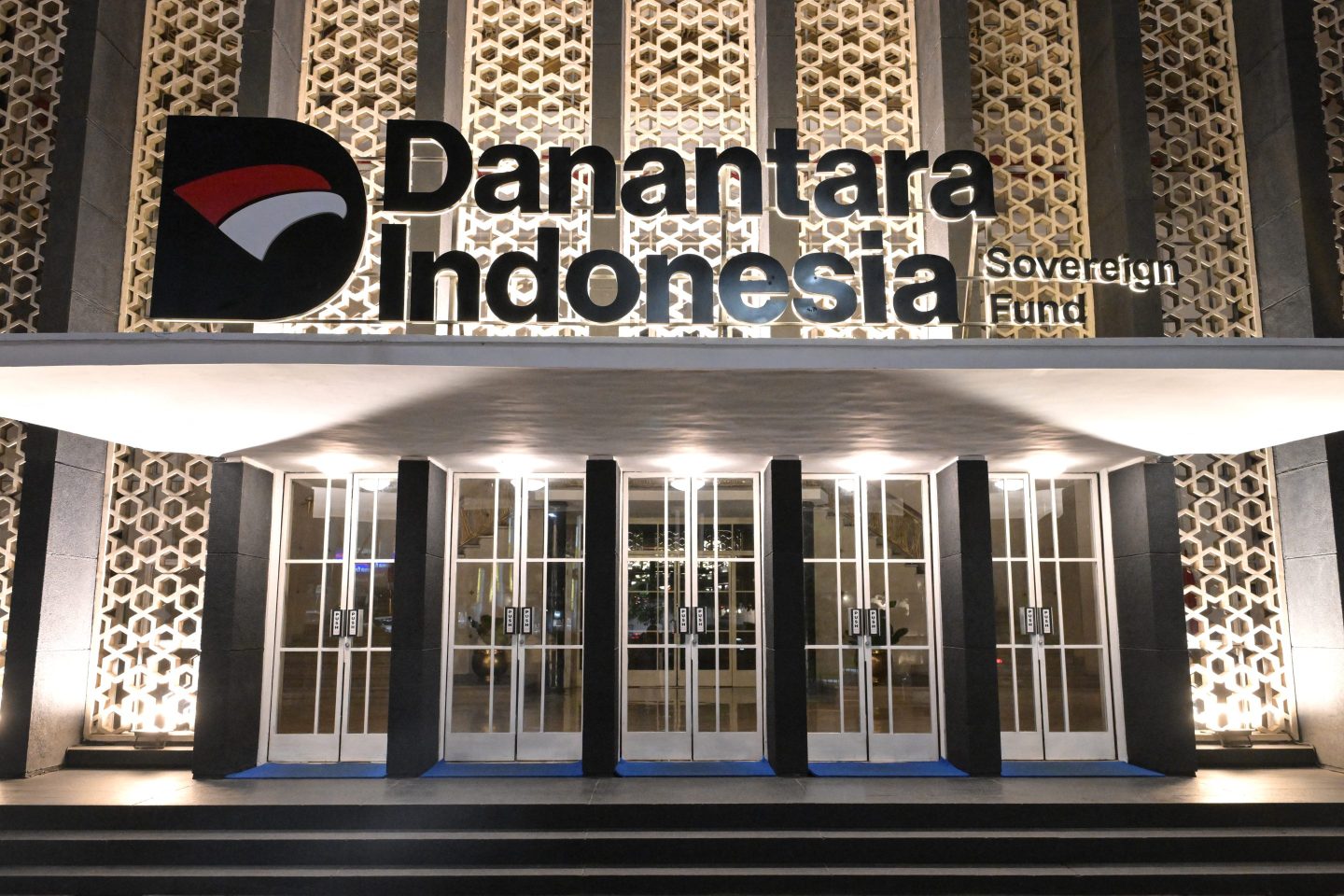 Exterior facade of the building housing Indonesia's sovereign wealth fund Daya Anagata Nusantara, or Danantara for short, in Jakarta on Feb. 24, 2025.