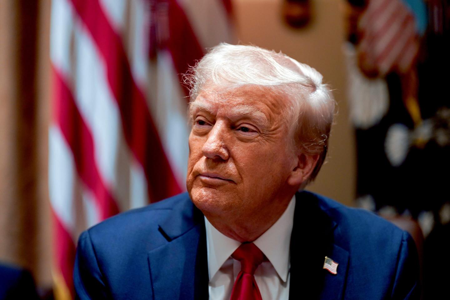 US President Donald Trump during a cabinet meeting at the White House in Washington, DC, US, on Wednesday, Feb. 26, 2025.