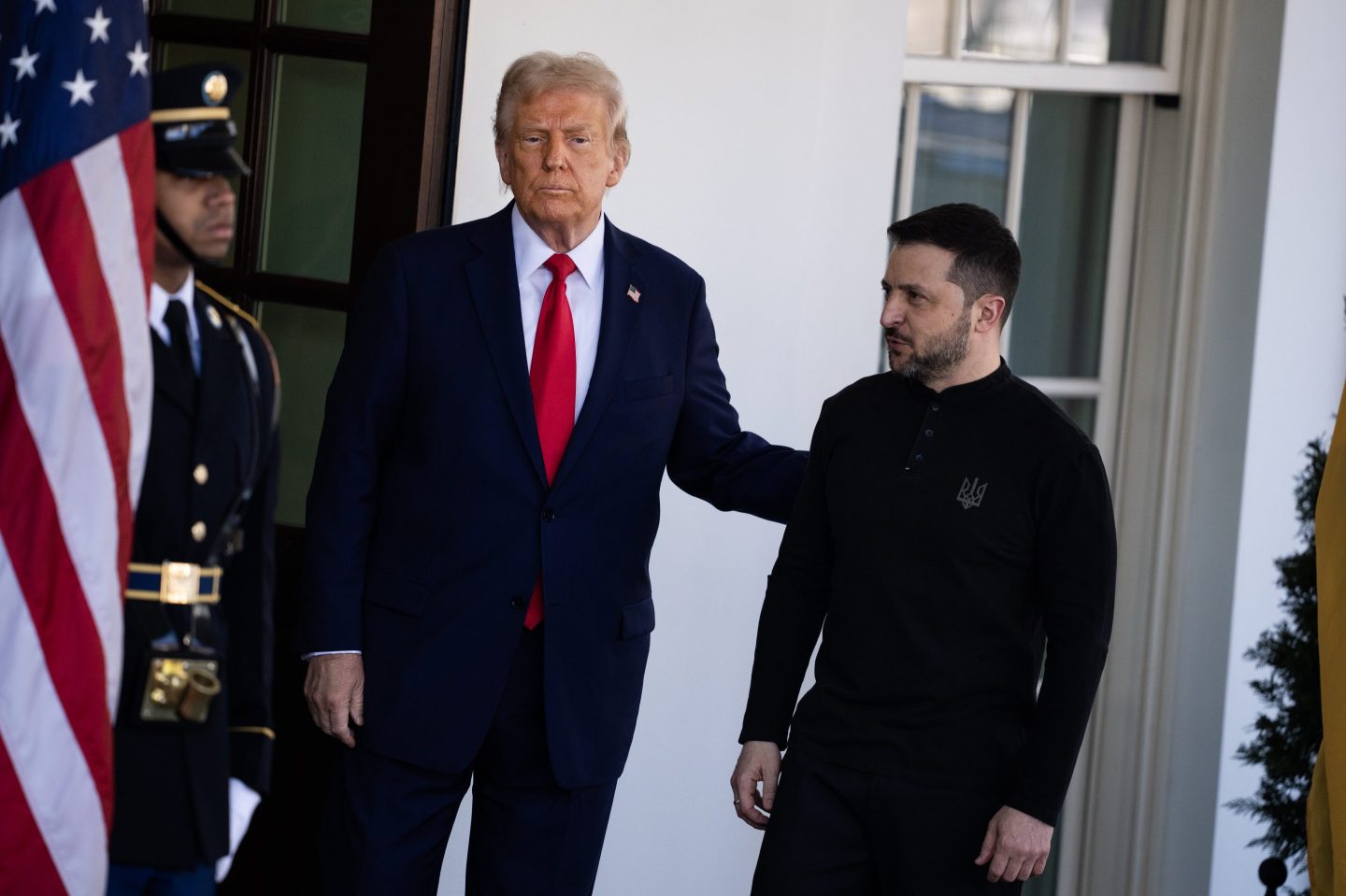 President Donald Trump and Ukrainian President Volodymyr Zelensky outside the White House