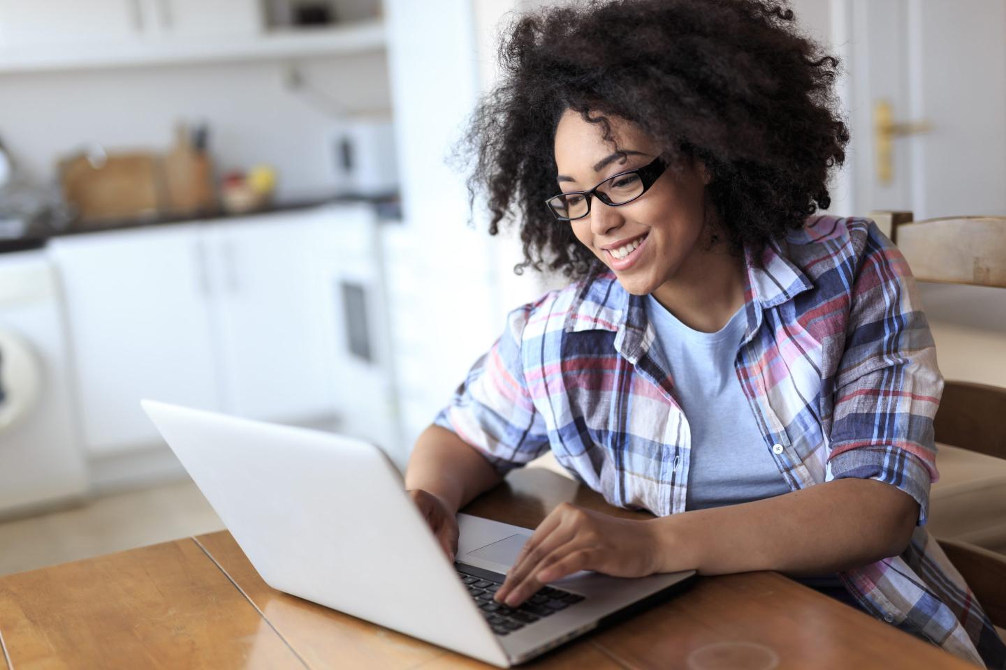 Job-seeker takes test on laptop.