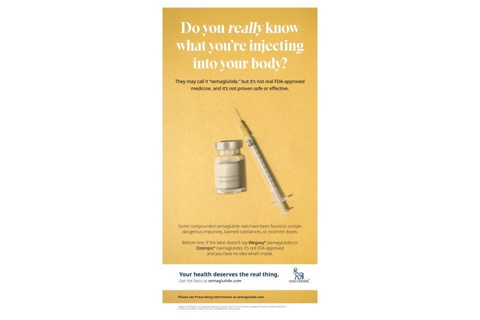 A Novo Nordisk print ad about GLP-1 medication safety.