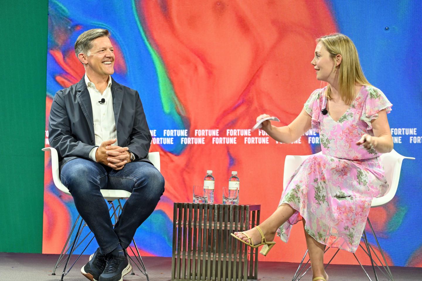 Roelof Botha and Alyson Shontell sitting onstage