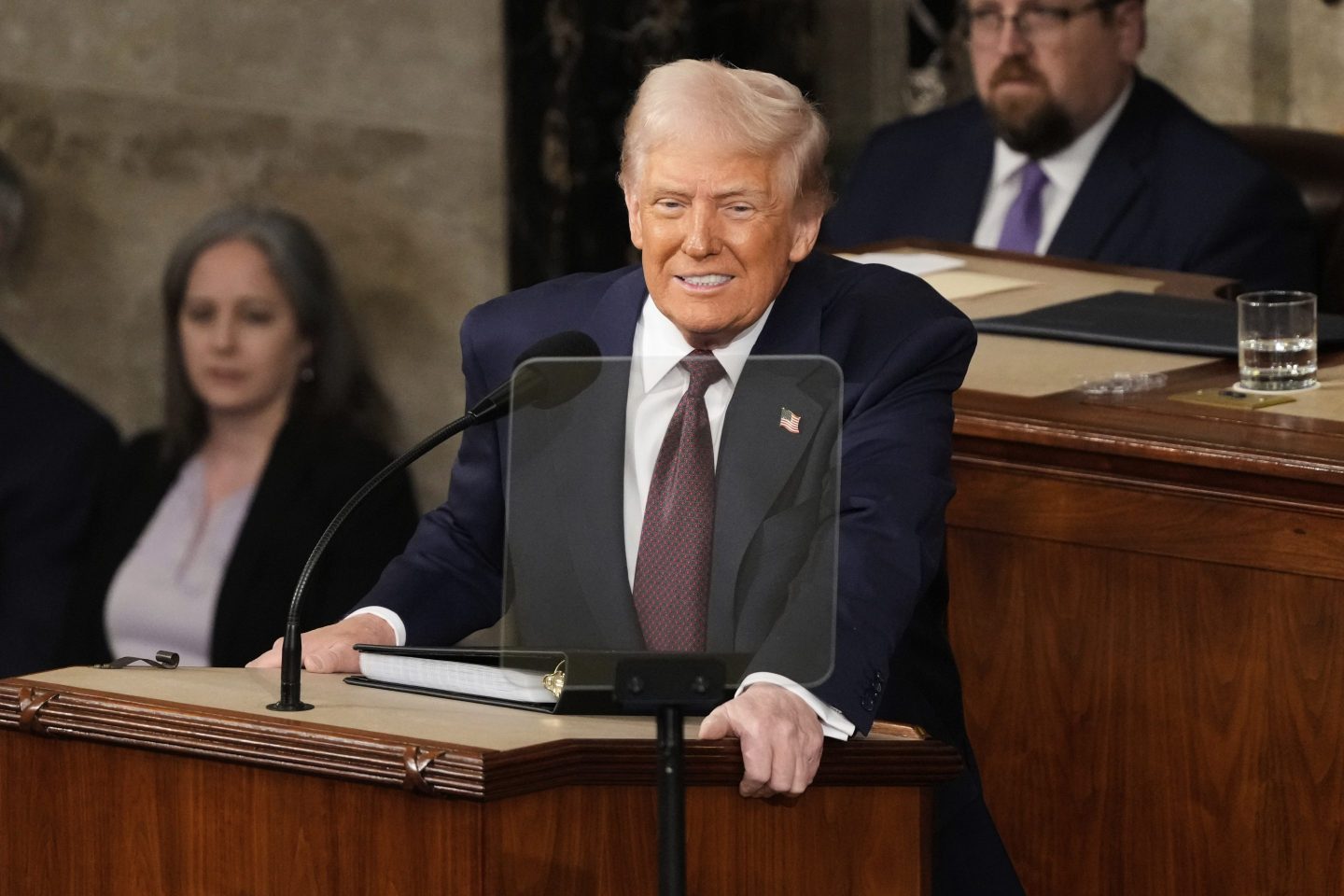 President Donald Trump addresses a joint session of Congress at the Capitol in Washington, Tuesday, March 4, 2025.
