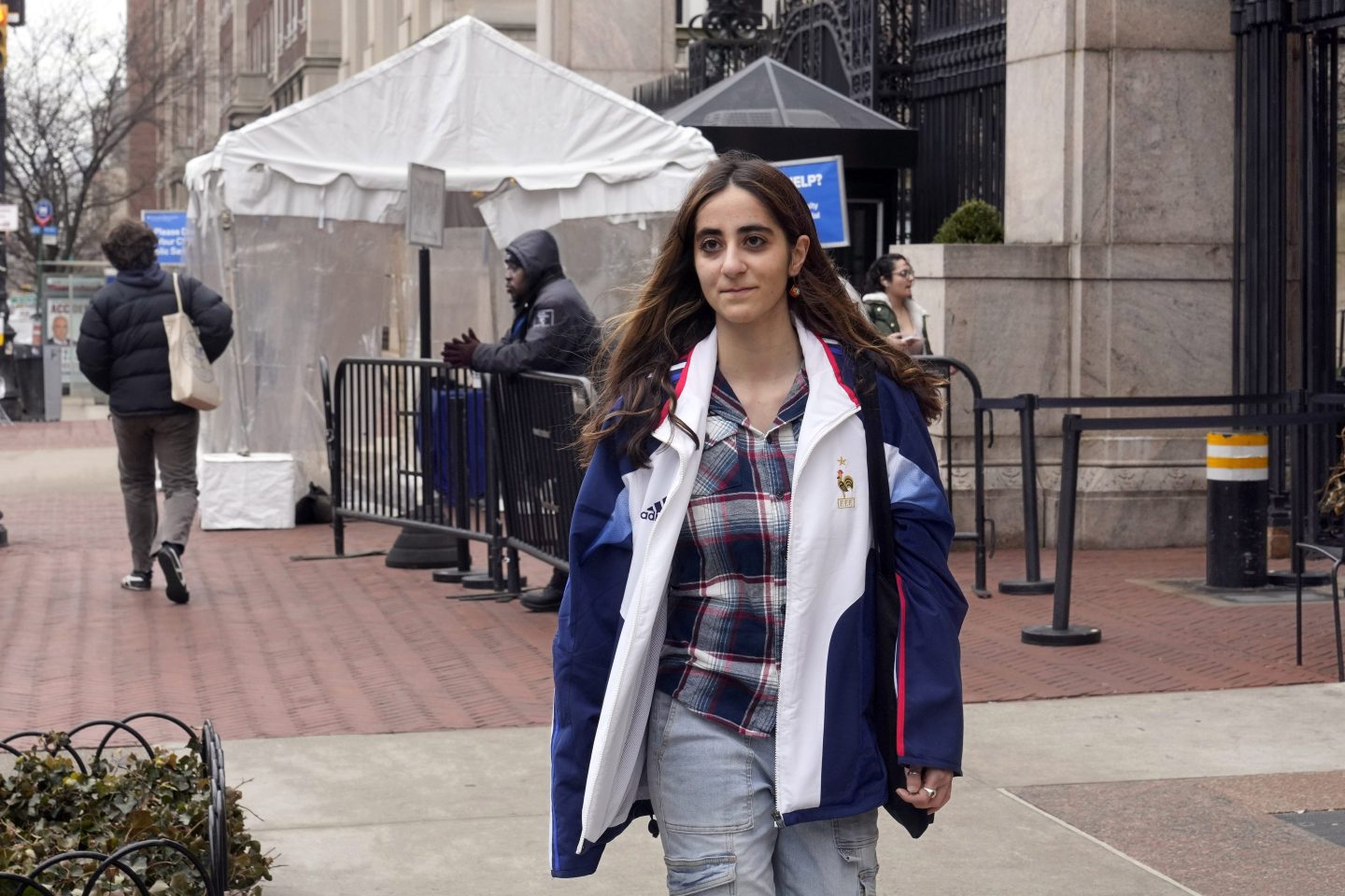 A Columbia University student walks on campus