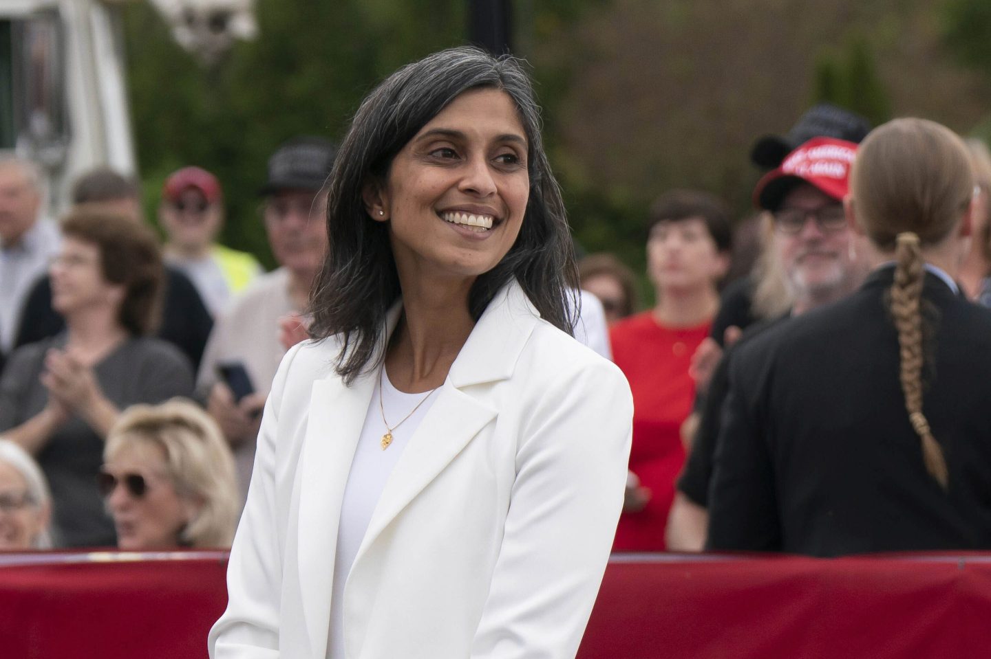 Usha Vance at a campaign rally in Selma, N.C., on Nov. 1.