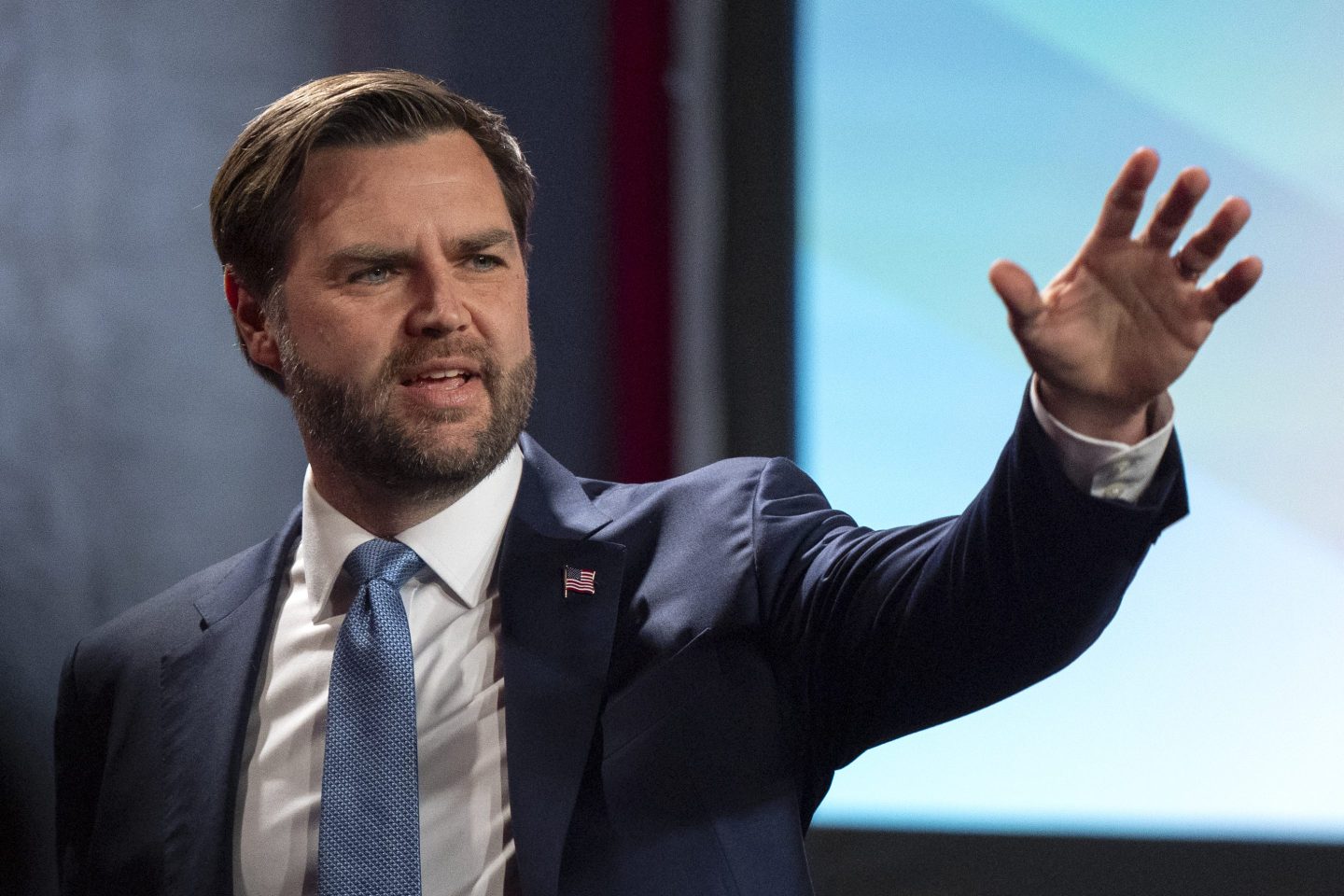 Vice President JD Vance leaves after speaking at the Congressional Cities Conference of the National League of Cities on March 10, 2025, in Washington.