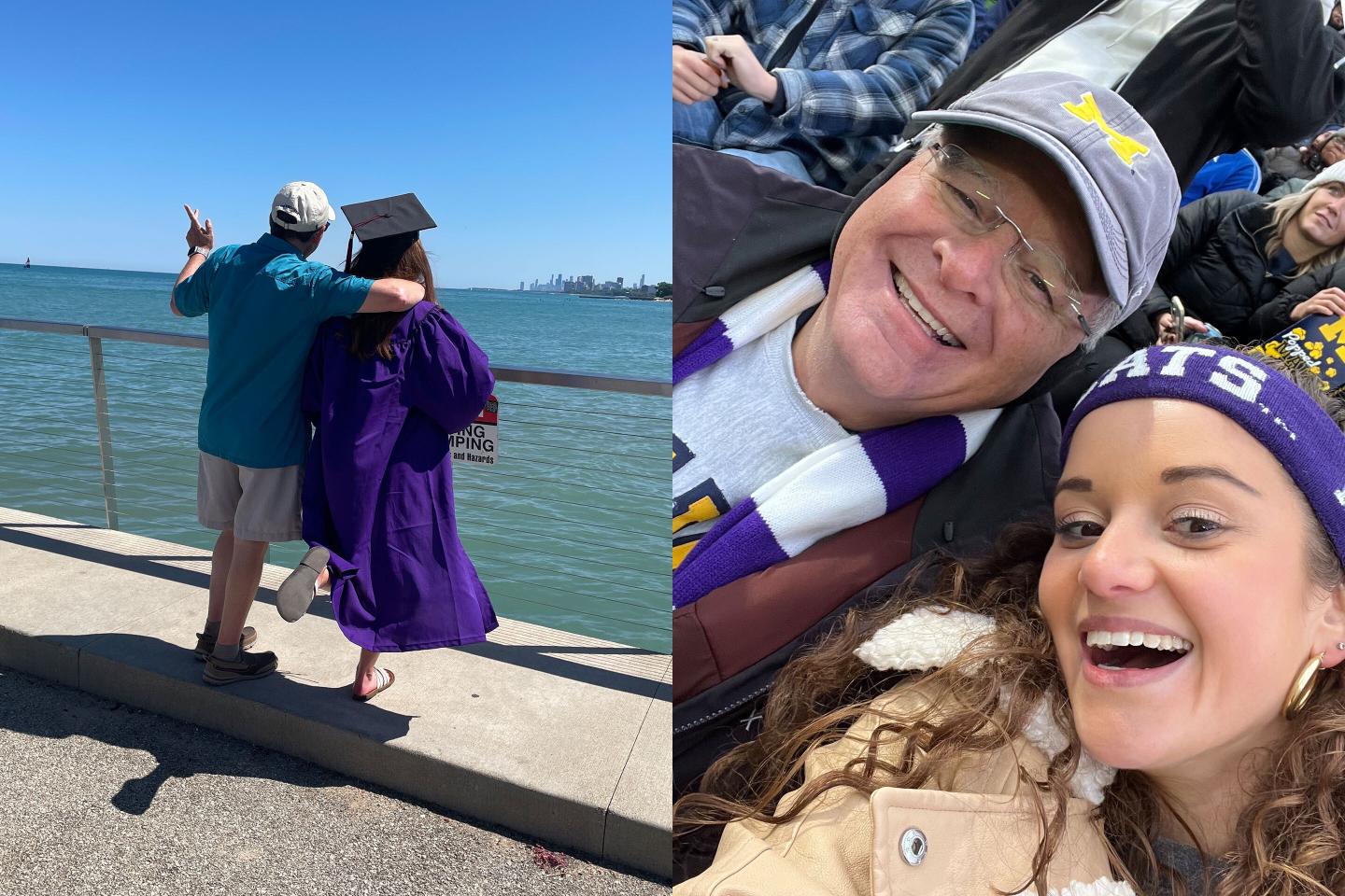 Two family photos of the author with her dad.
