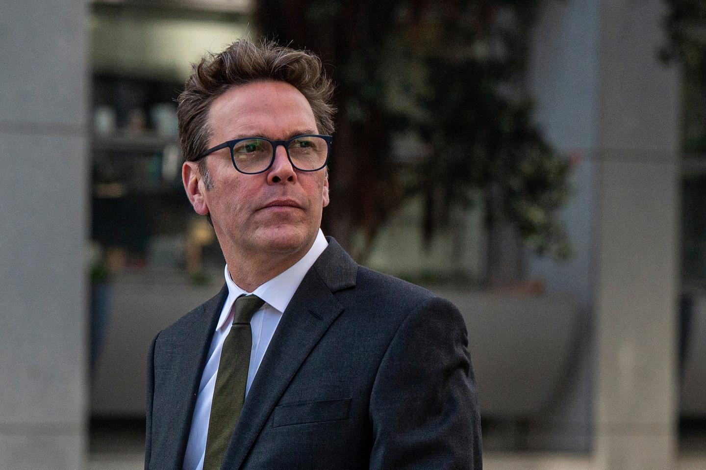 James Murdoch, founder and chief executive officer of Lupa Systems, departs court in San Francisco following a trial related to Tesla.