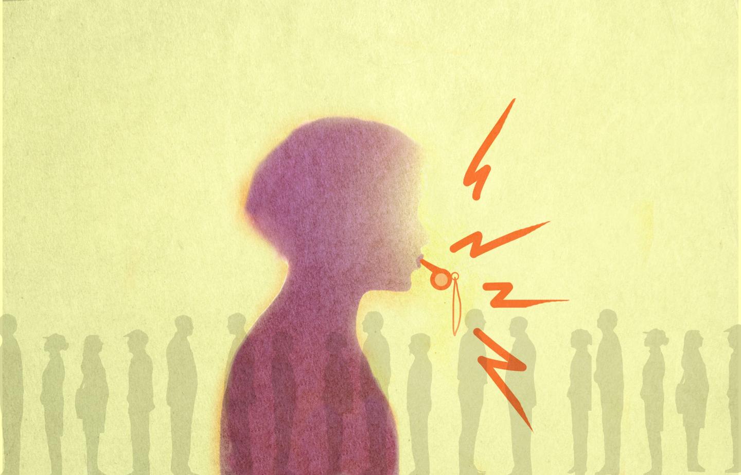 silhouette of someone blowing a whistle
