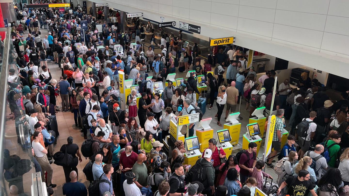 A massive crowd of travelers at BWI Marshall Airport in Baltimore