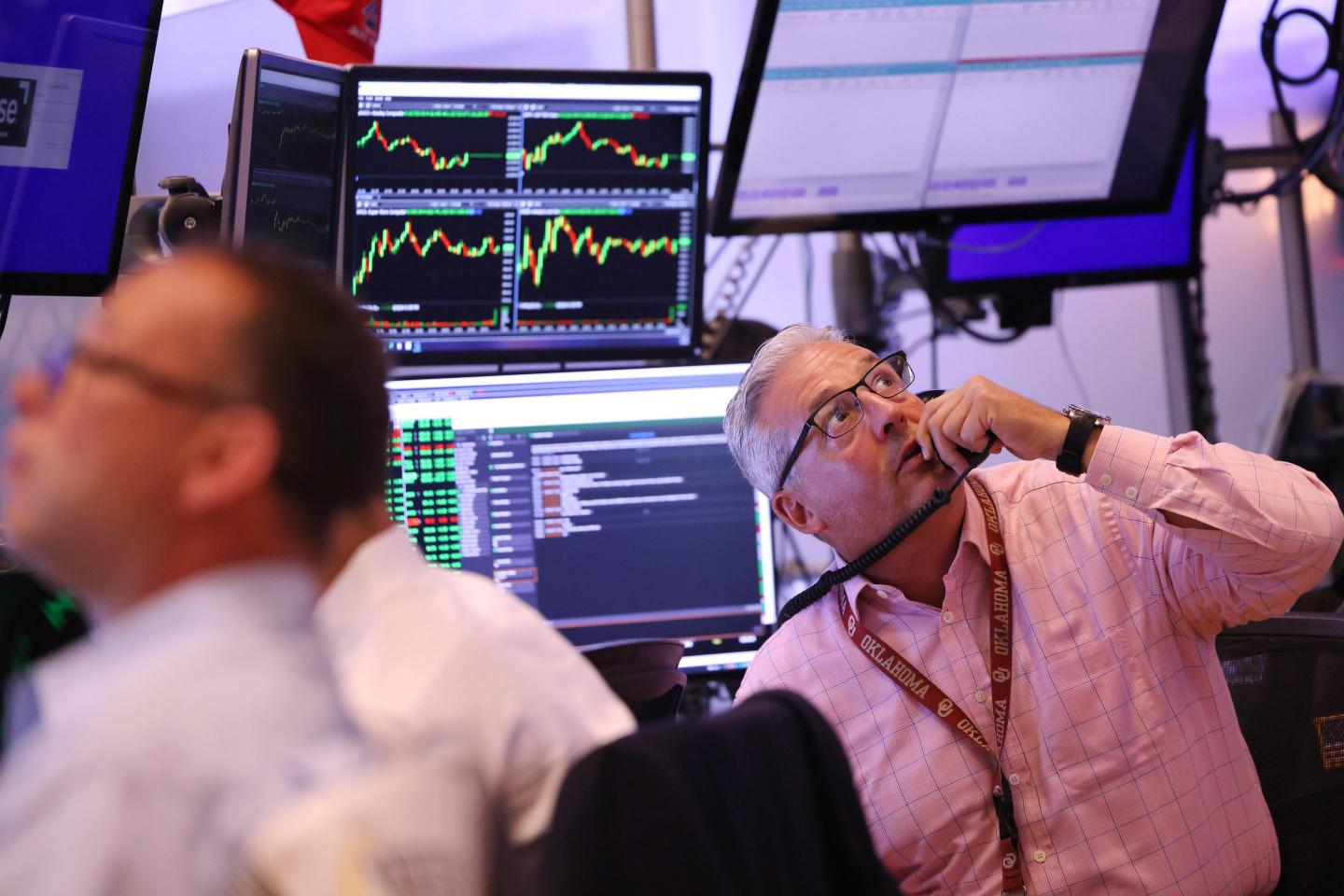 Wall Street worker on phone