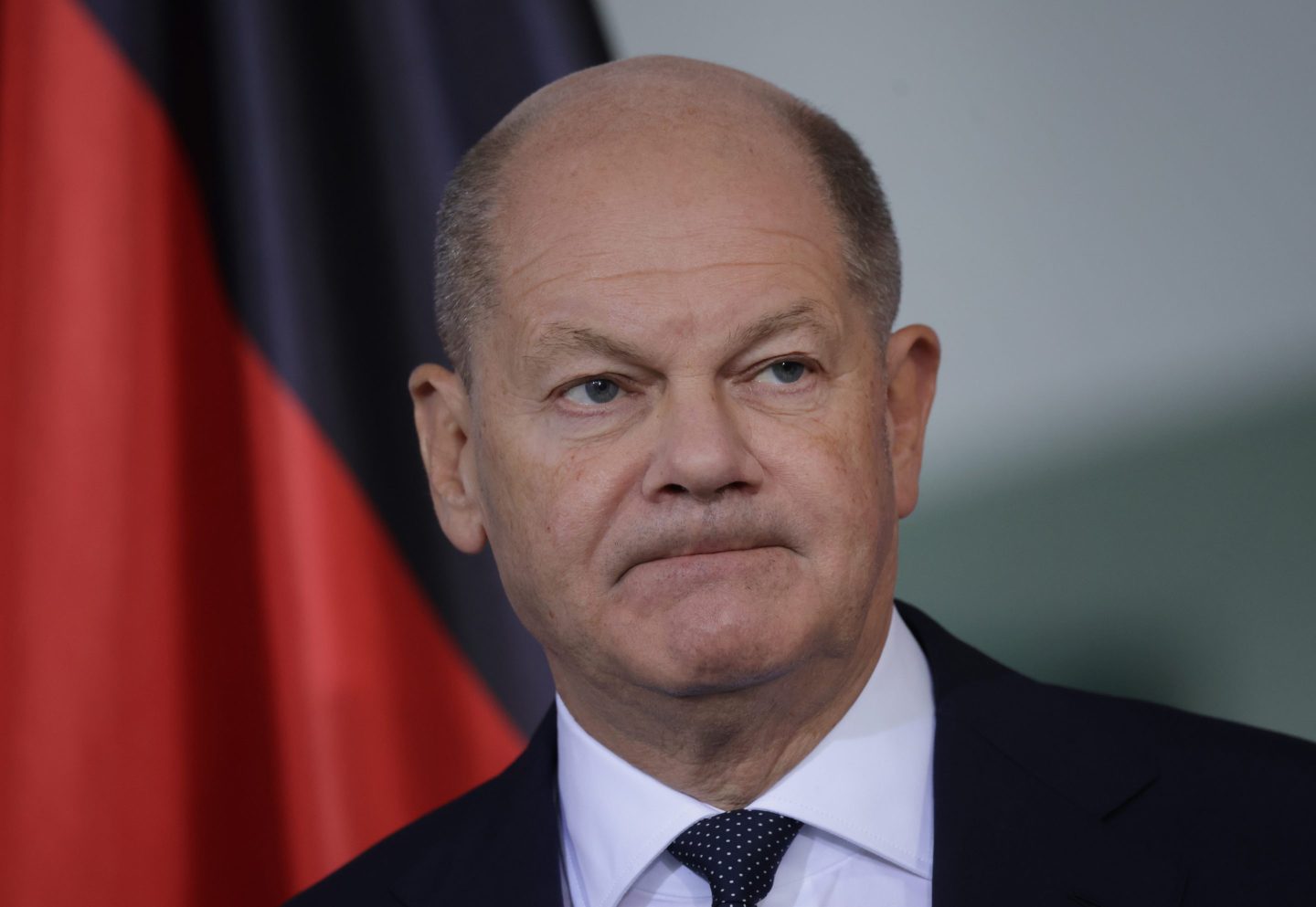 German Chancellor Olaf Scholz gives a statement to the media following the win of Donald Trump in U.S. presidential elections on Nov. 6.