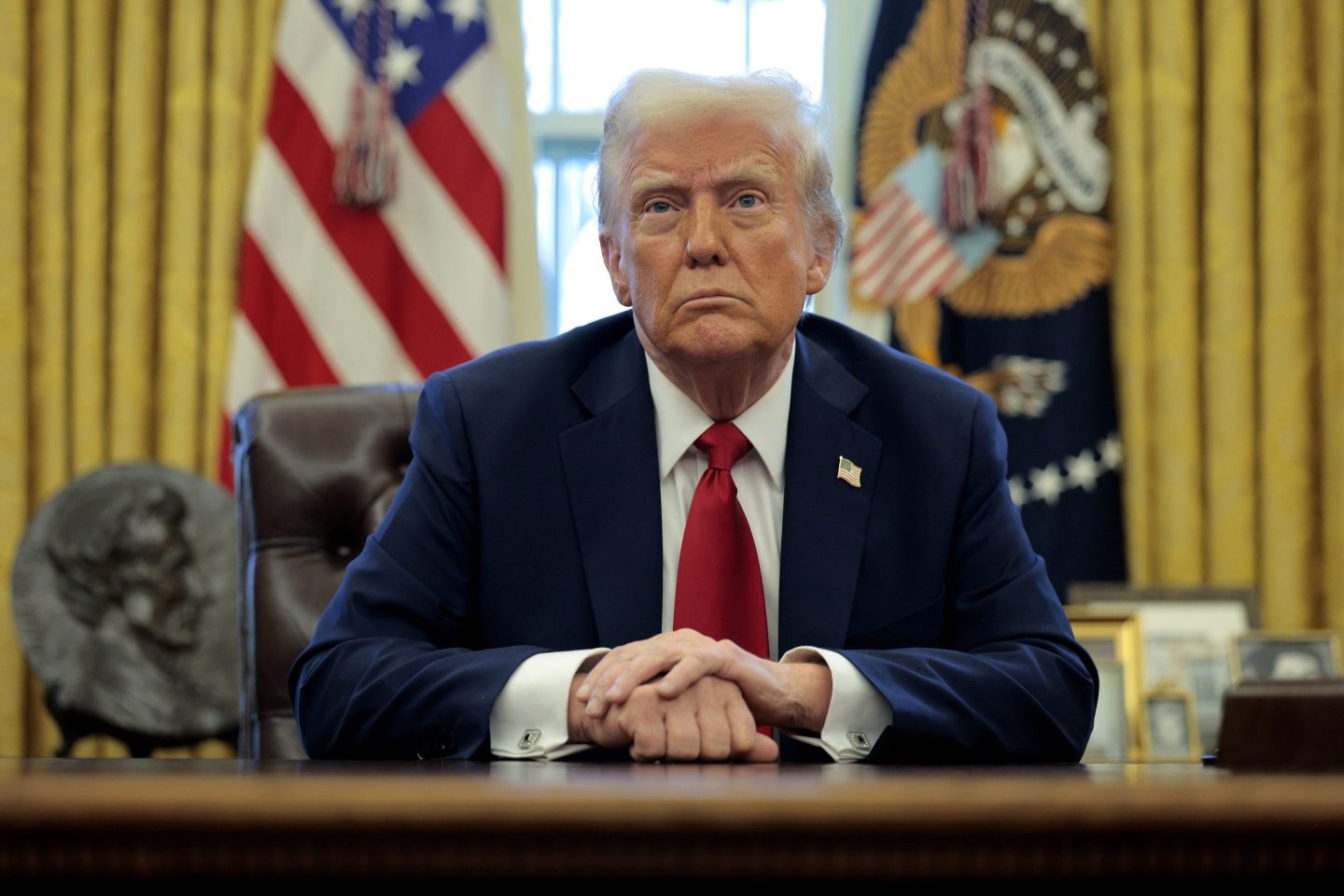 President Donald Trump in the Oval Office at the White House on Jan. 30