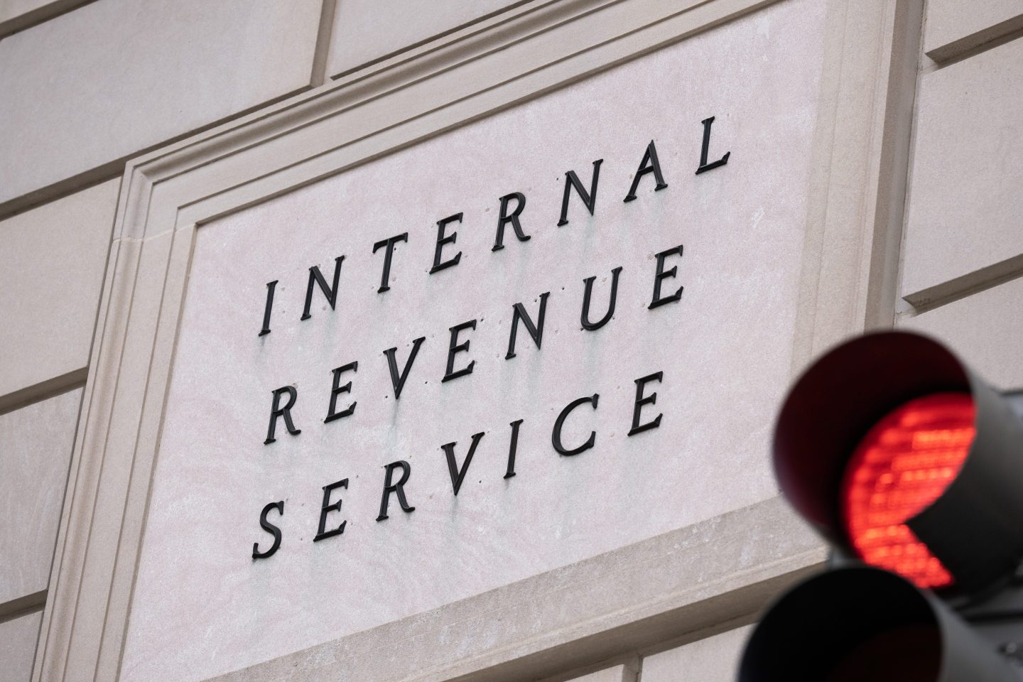 A sign on the Internal Revenue Service building