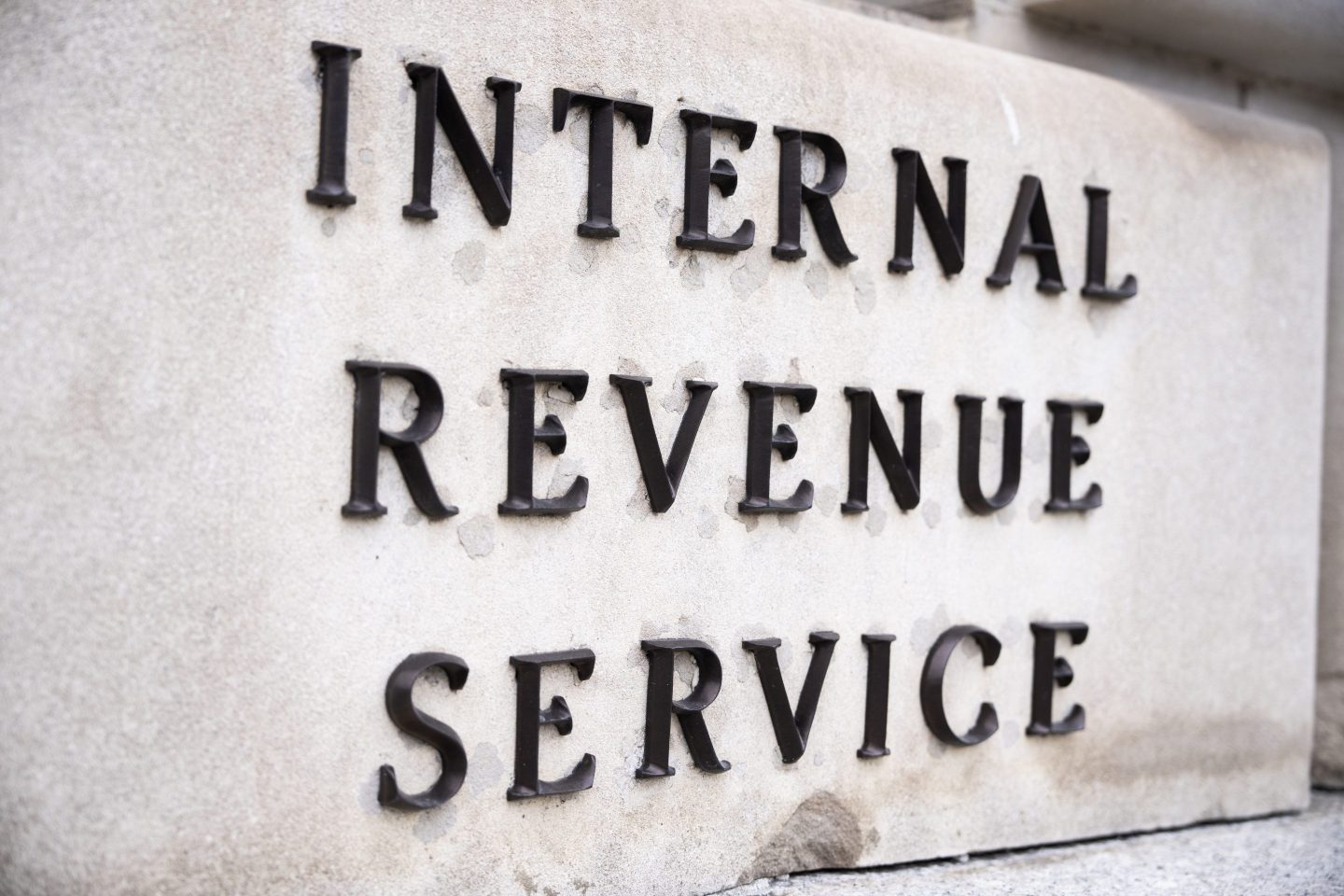 A sign on the Internal Revenue Service building is seen on Thursday, February 20, 2025.