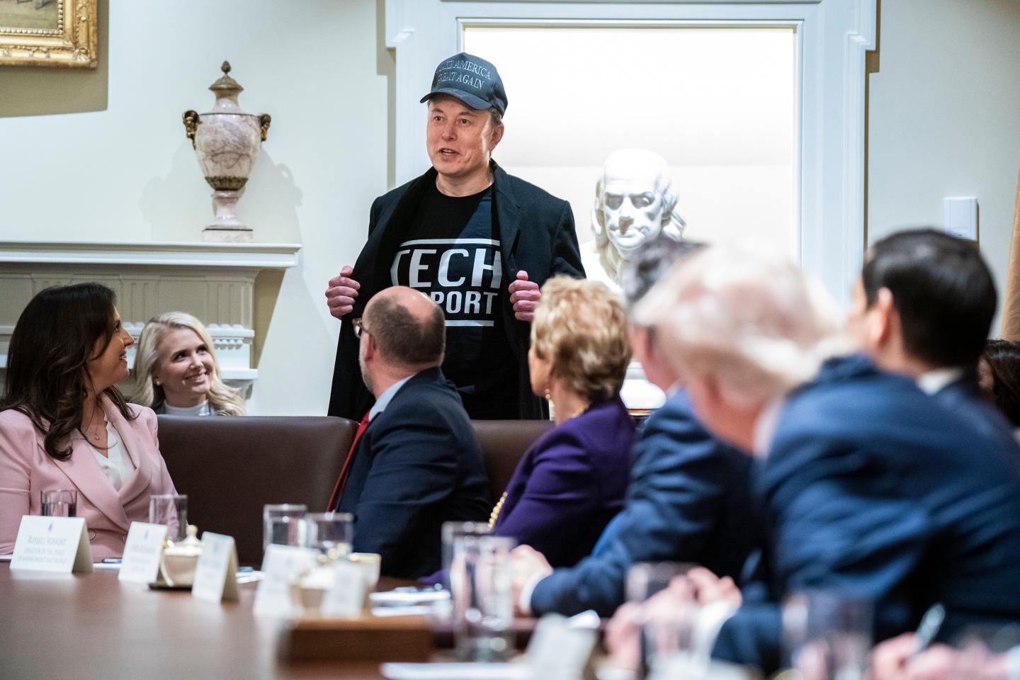 Photo of Elon Musk during a cabinet meeting