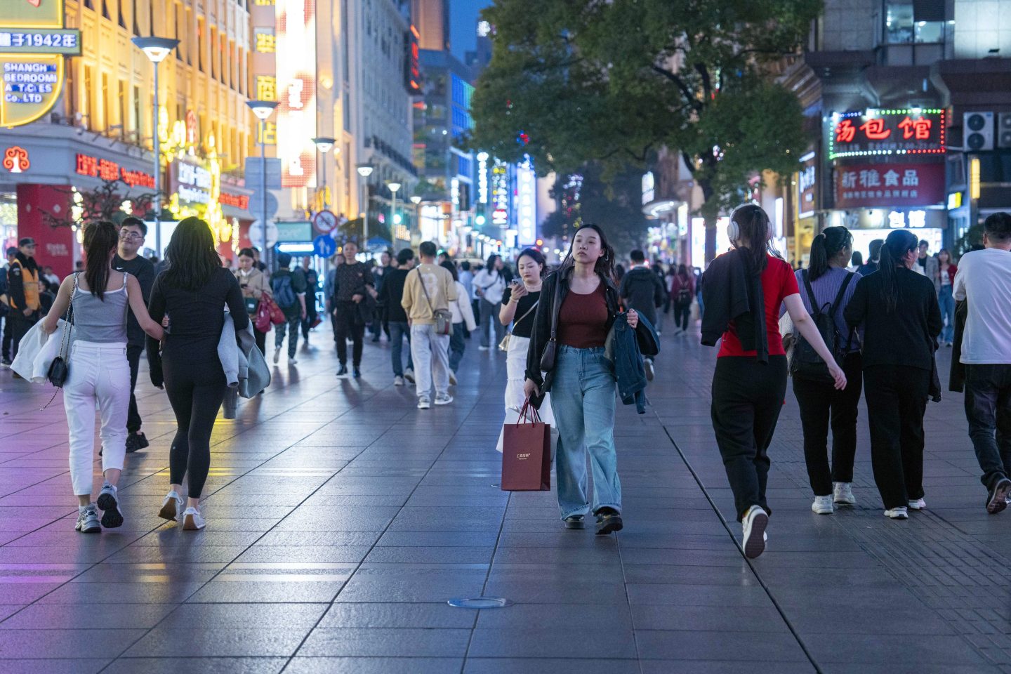 Pedestrians in the Nanjing Road West shopping area in Shanghai, China, on March 2.