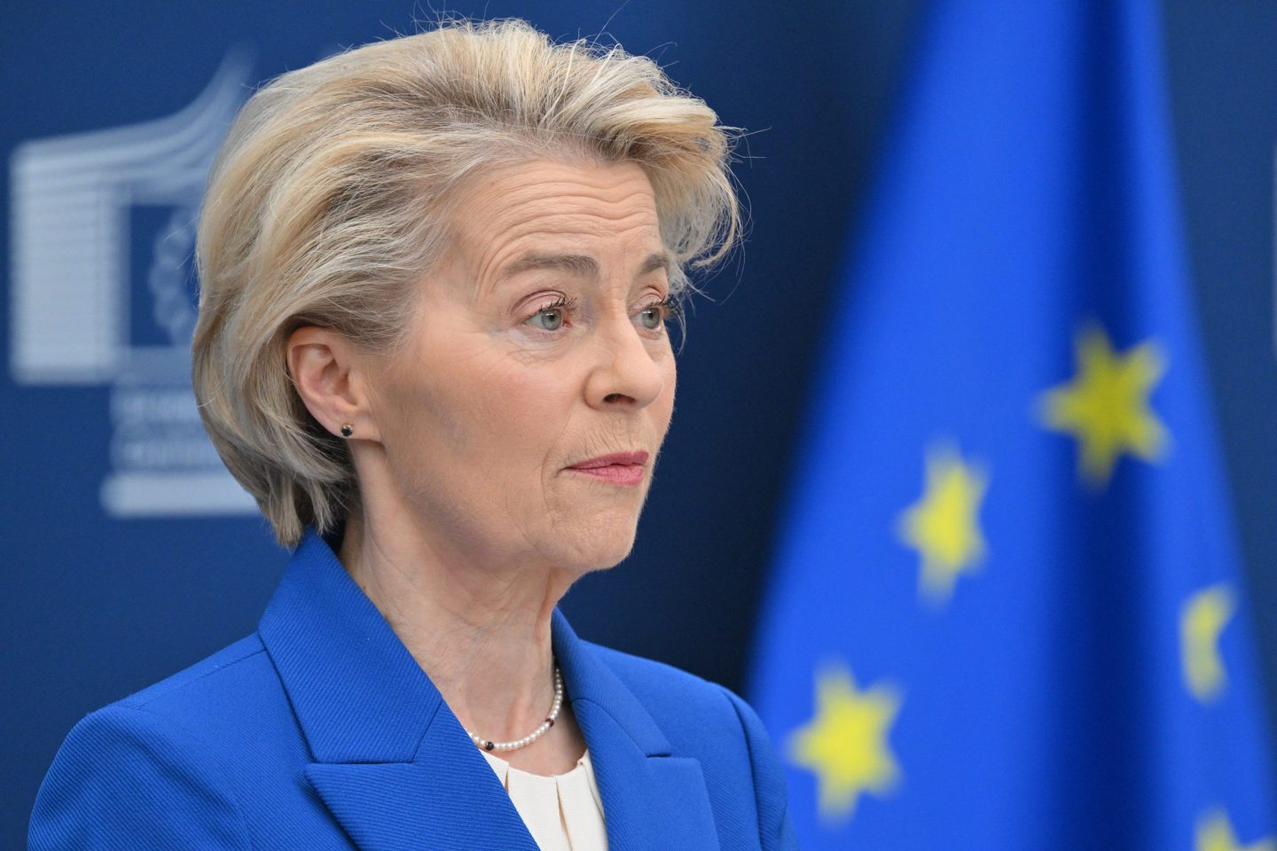 European Commission Ursula von der Leyen looks concerned