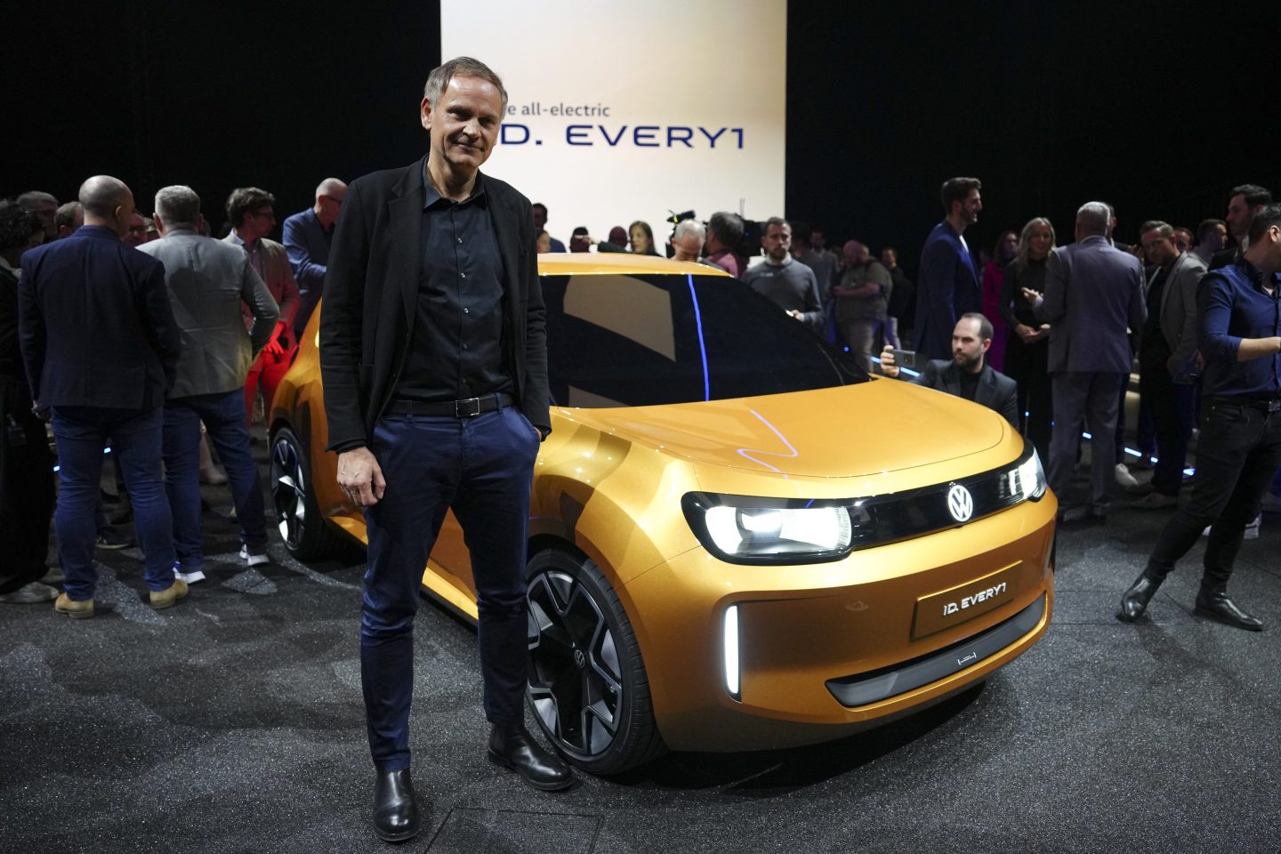 Oliver Blume, CEO of Volkswagen Group of German car manufacturer Volkswagen (VW) presents their new electric vehicle "ID. EVERY1" in Duesseldorf, western Germany on March 5.