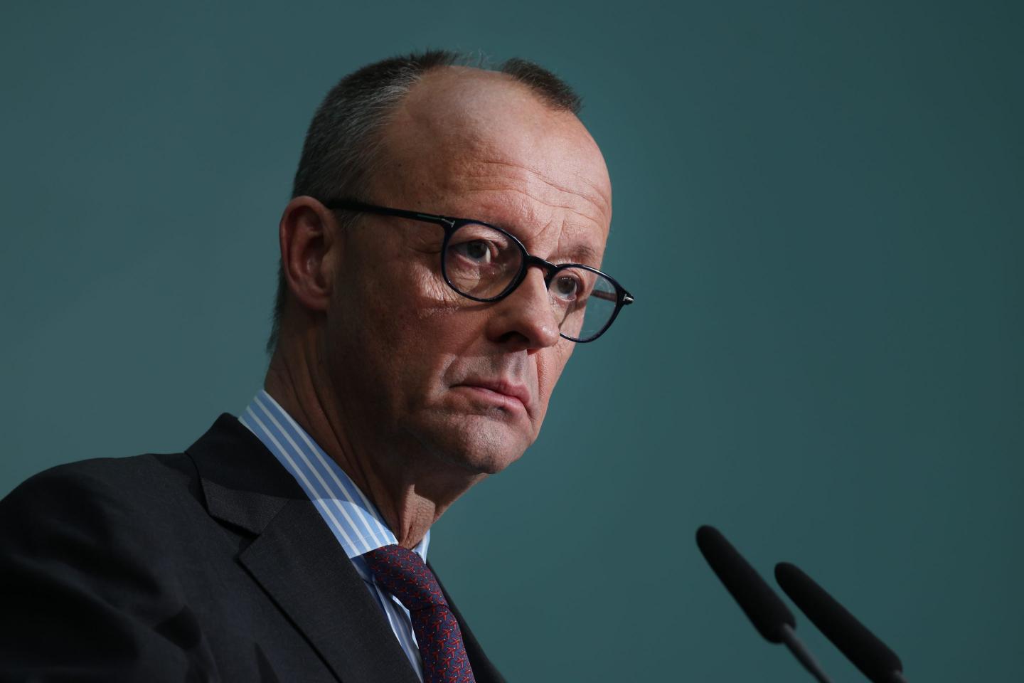 German designated chancellor and leader of the German Christian Democrats (CDU) Friedrich Merz speaks to the media the day after the Hamburg city-state election on March 03, 2025 in Berlin, Germany. Merz is under pressure to negotiate the formation of the next federal government coalition quickly in order to help strengthen Europe's position over defence and its relationship to the USA.
