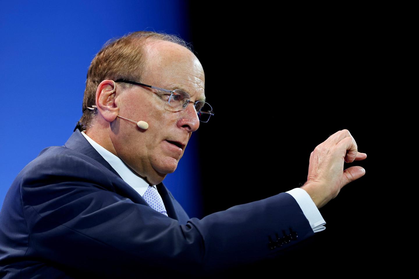 Larry FInk speaks at a conference in Texas