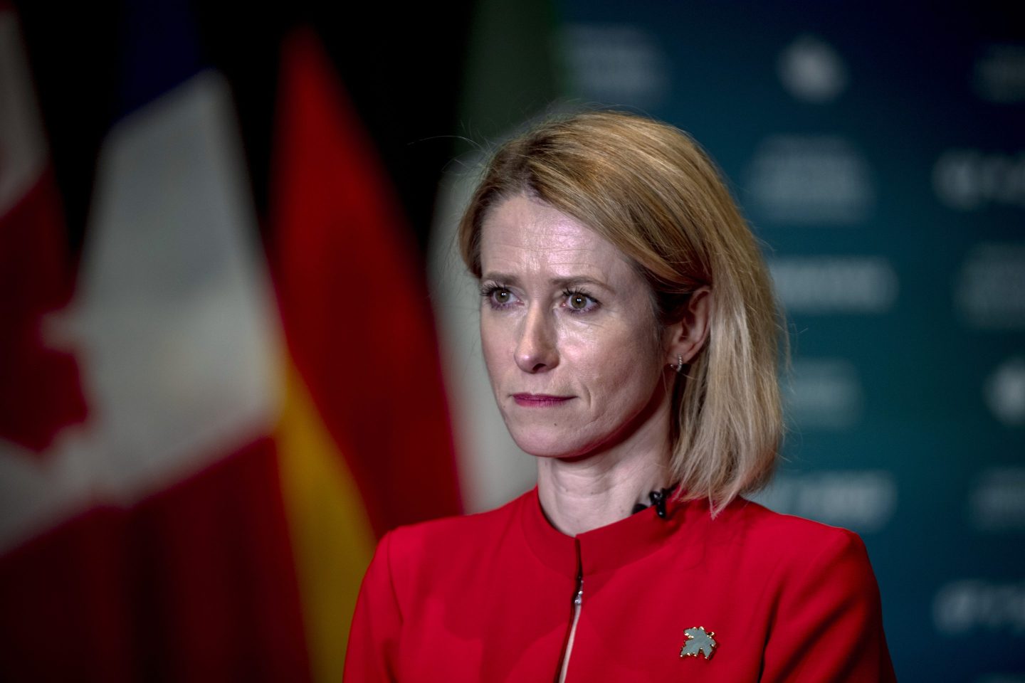High Representative of the Union for Foreign Affairs and Security Policy, and Vice-President of the European Commission, Kaja Kallas gives an interview to CNN during the G7 Foreign Ministers Meeting at the Fairmont Manoir Richelieu on March 13, 2025 in La Malbaie, Canada.