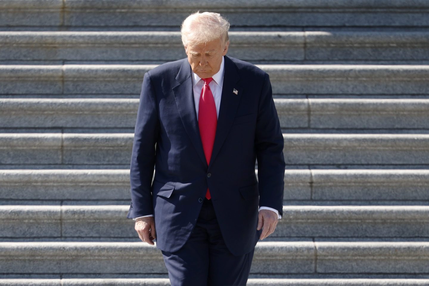 President Donald Trump departs the U.S. Capitol following a Friends of Ireland luncheon with Irish Prime Minister Micheál Martin on Wednesday.