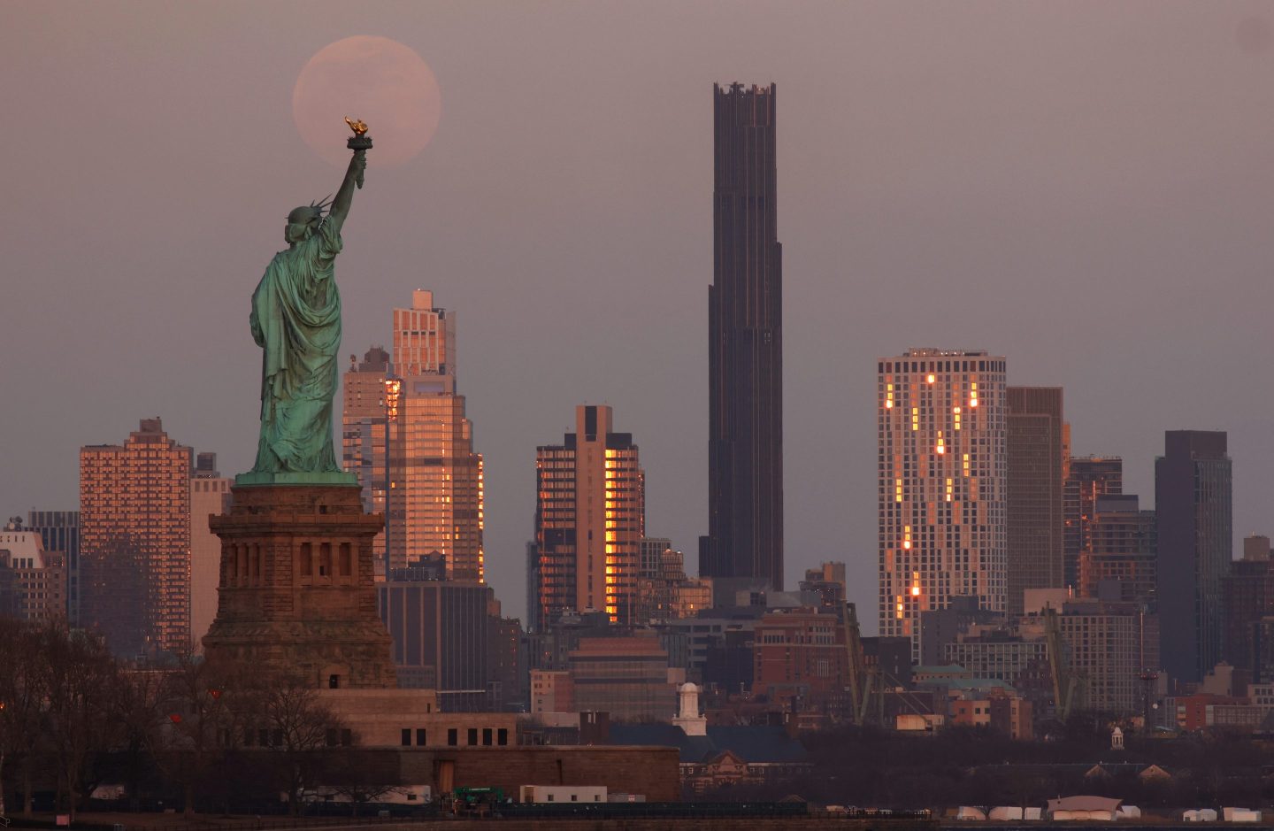 The statue was designed by Frenchman Auguste Bartholdi.