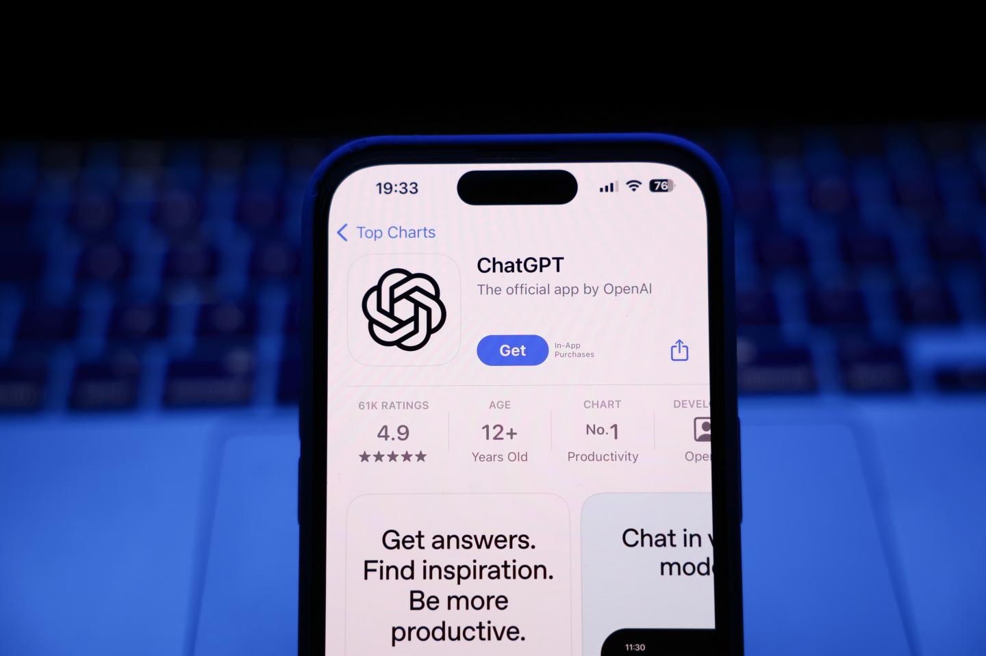 ChatGPT app opened on a phone.
