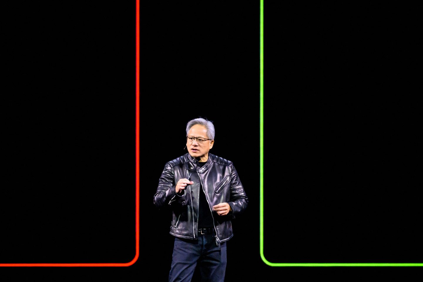 Nvidia CEO Jensen Huang during his keynote presentation during the company's annual GTC conference in San Jose, California on March 18, 2025. (Photo by Josh Edelson/AFP/Getty Images)