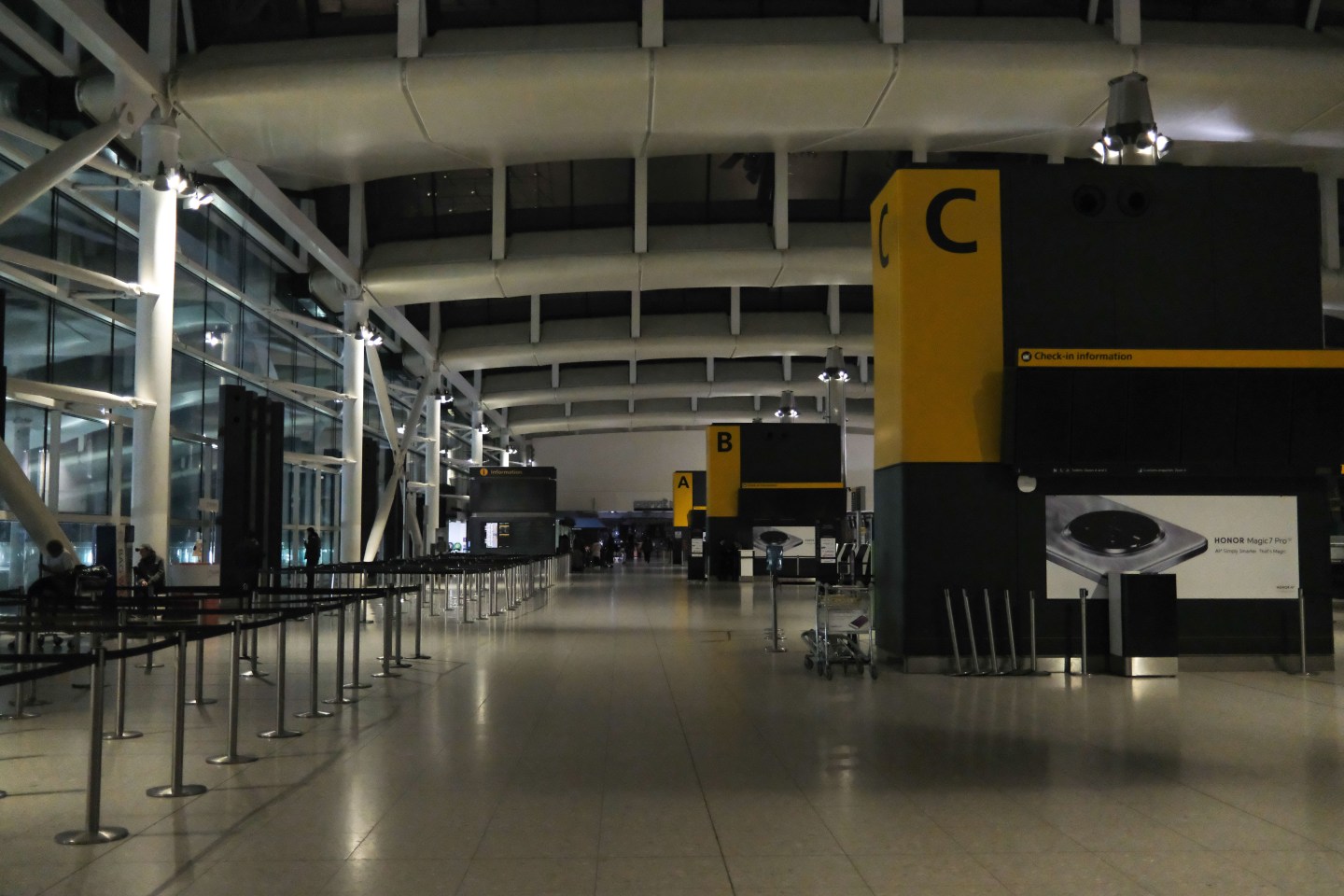 Departure boards and other screens are dark as Heathrow airport experienced a significant power outage in the early hours of March 21, 2025 in London, England. A fire at the North Hyde electricity substation in Hayes has caused a power outage at Heathrow Airport, leading to all flights in and out to be cancelled until midnight tonight, affecting around 200,000 passengers. Some homes near to the fire have also been evacuated. (Photo by Klara Simonova/Getty Images)