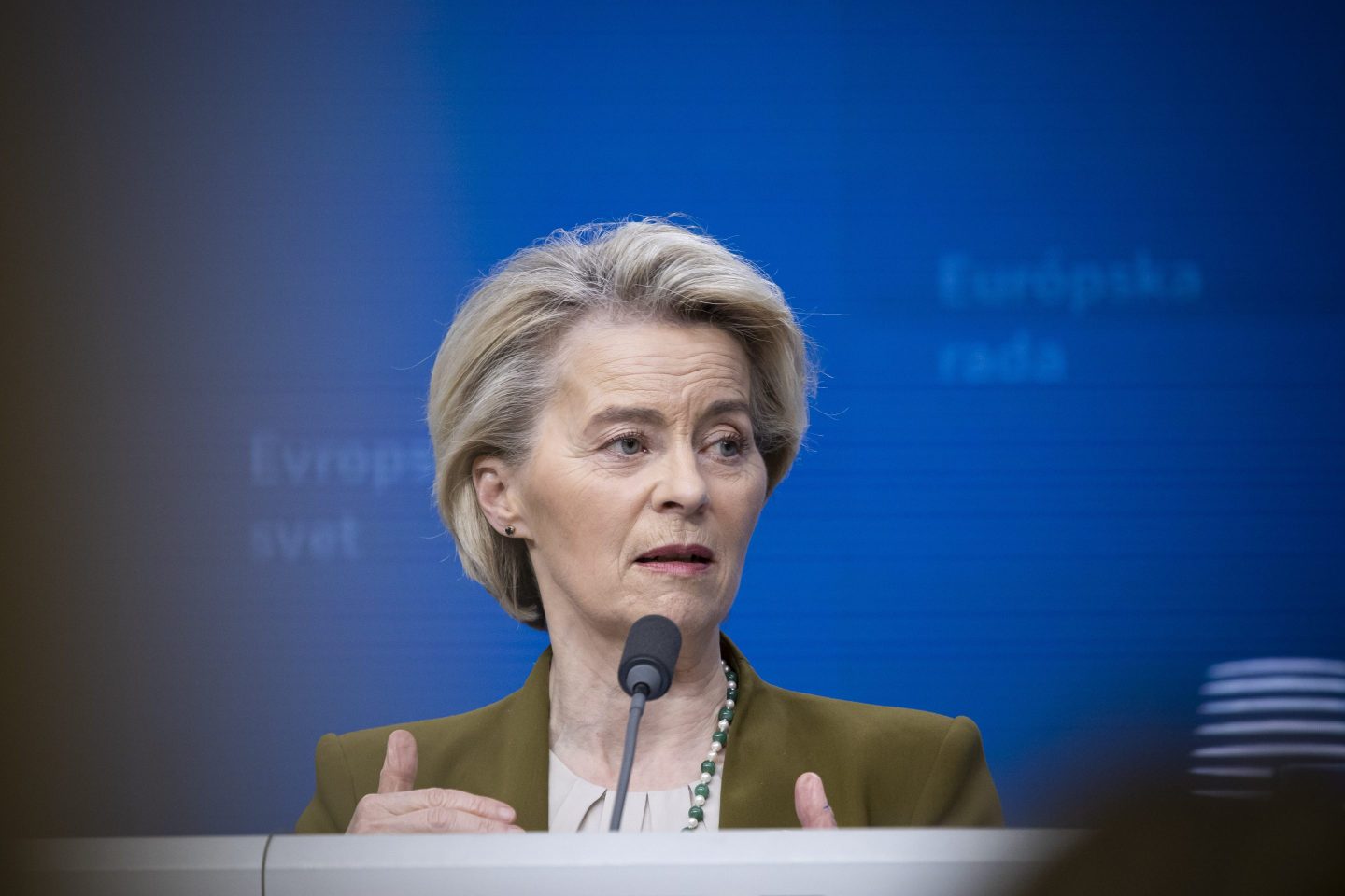 Ursula von der Leyen, president of the European Commission, in Brussels, Belgium on March 20, 2025. (Photo: Nicolas Economou/NurPhoto/Getty Images)