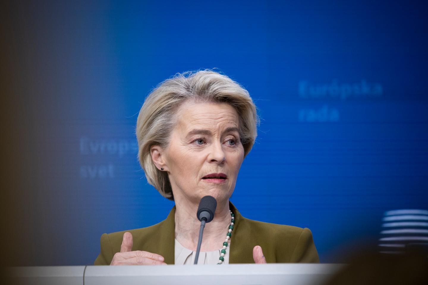 Ursula von der Leyen, president of the European Commission, in Brussels, Belgium on March 20, 2025. (Photo: Nicolas Economou/NurPhoto/Getty Images)