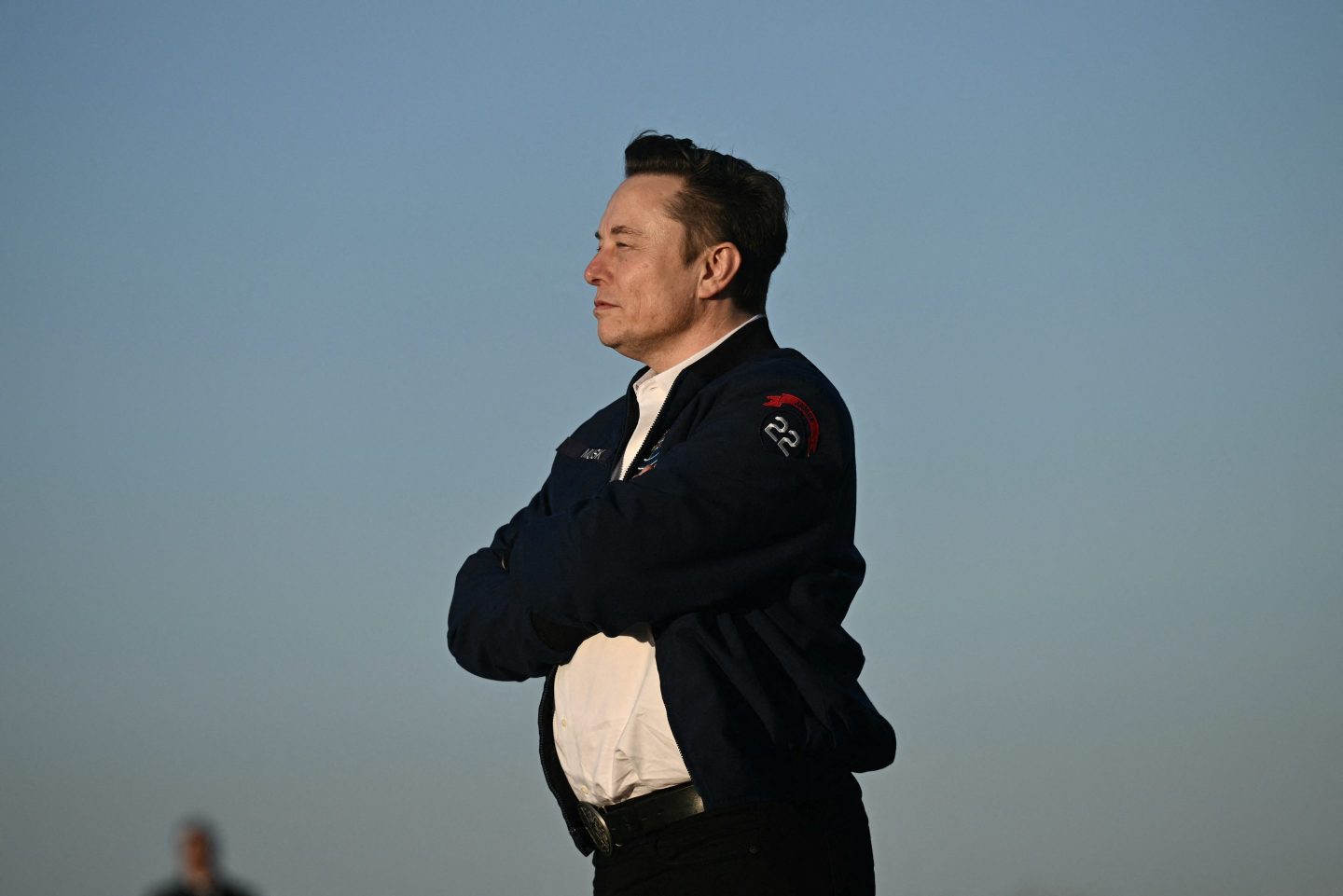 Elon Musk steps off Air Force One upon arrival at Morristown Municipal Airport in Morristown, N.J., on March 22.