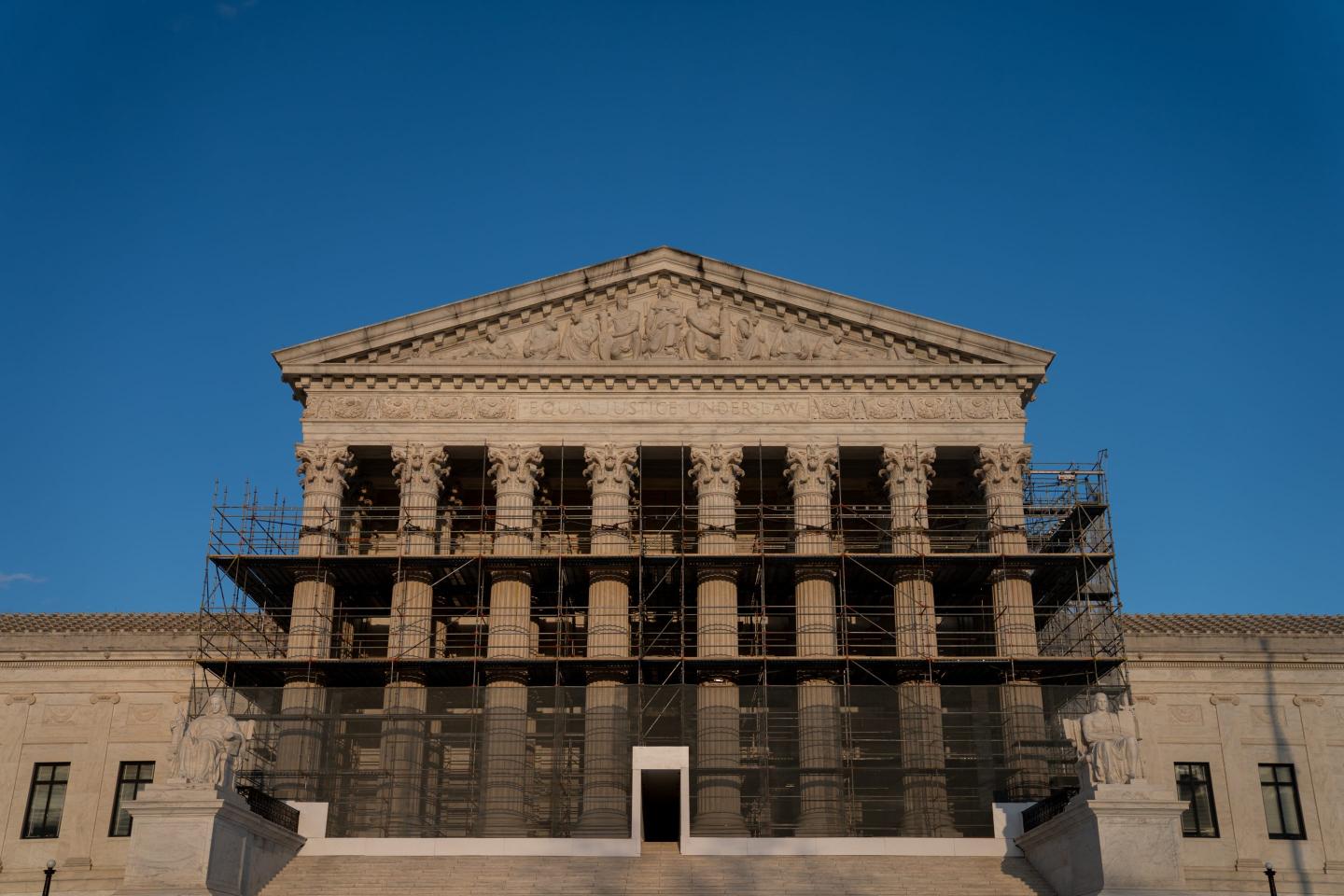 Scaffolding on the US Supreme Court in Washington, DC