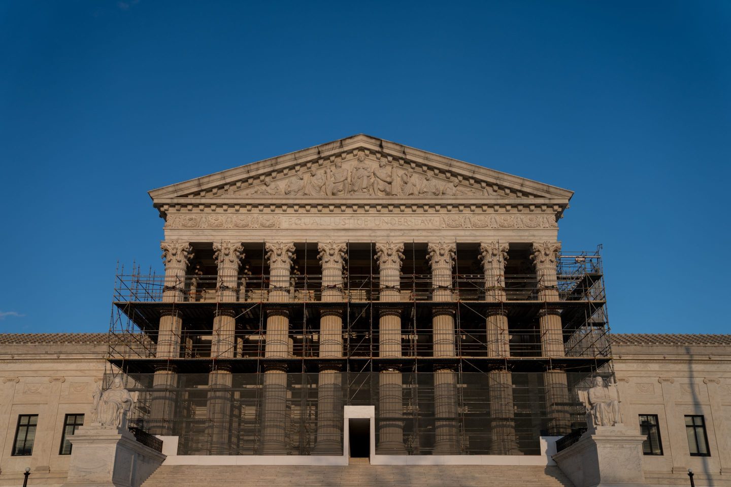 Scaffolding on the US Supreme Court in Washington, DC