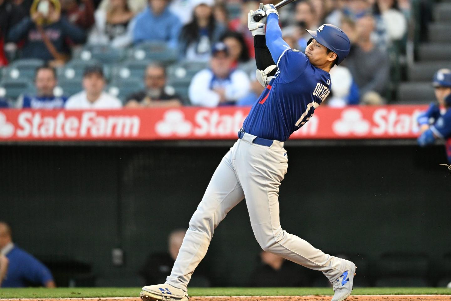Shohei Ohtani swings his bat