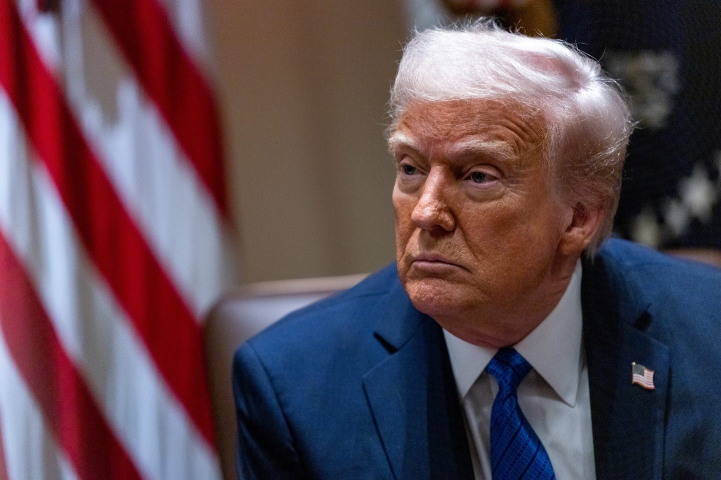US President Donald Trump during a US ambassadors meeting in the Cabinet Room of the White House in Washington, DC, US, on Tuesday, March 25, 2025.