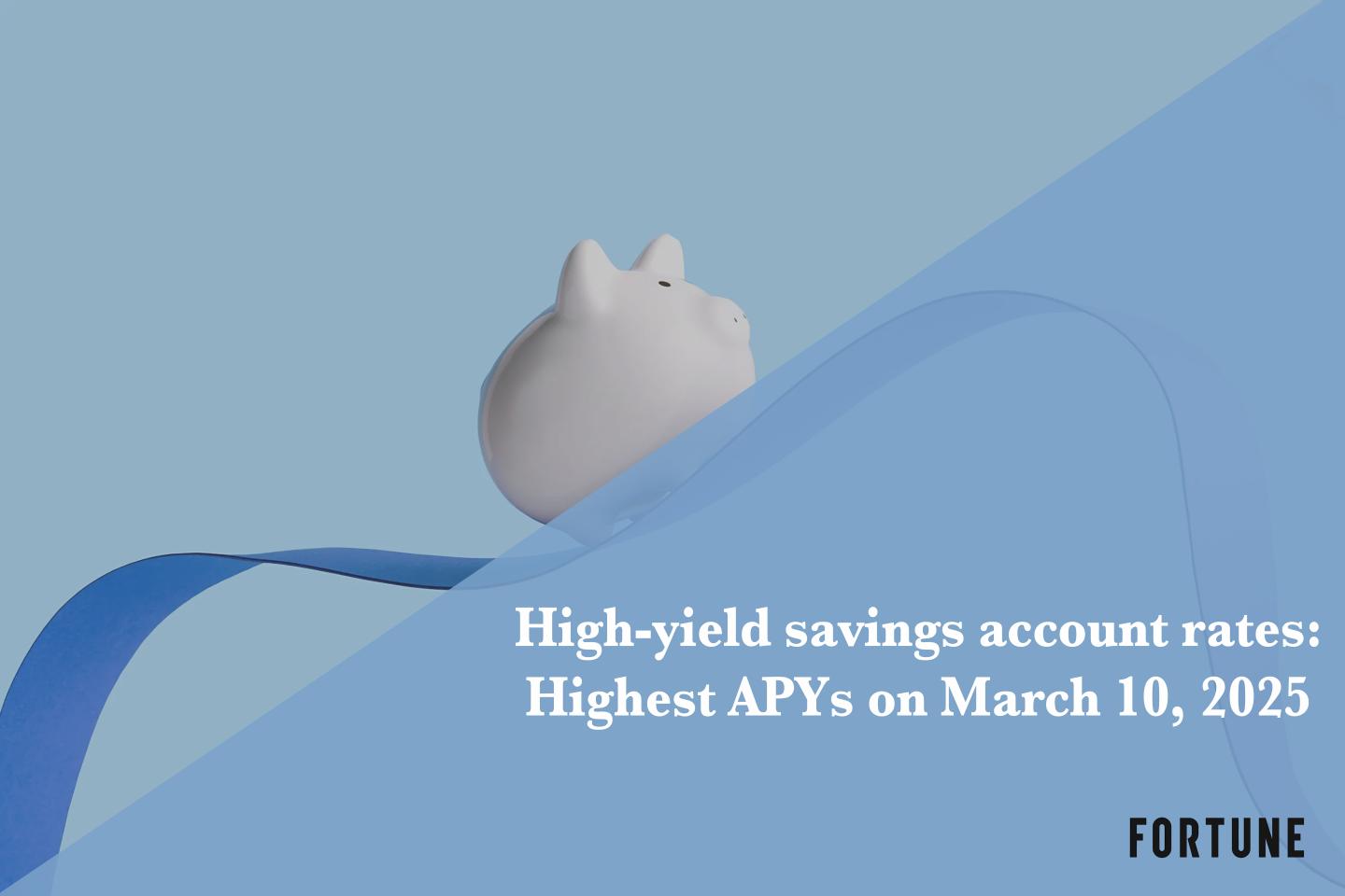 A piggy bank on a blue ribbon.