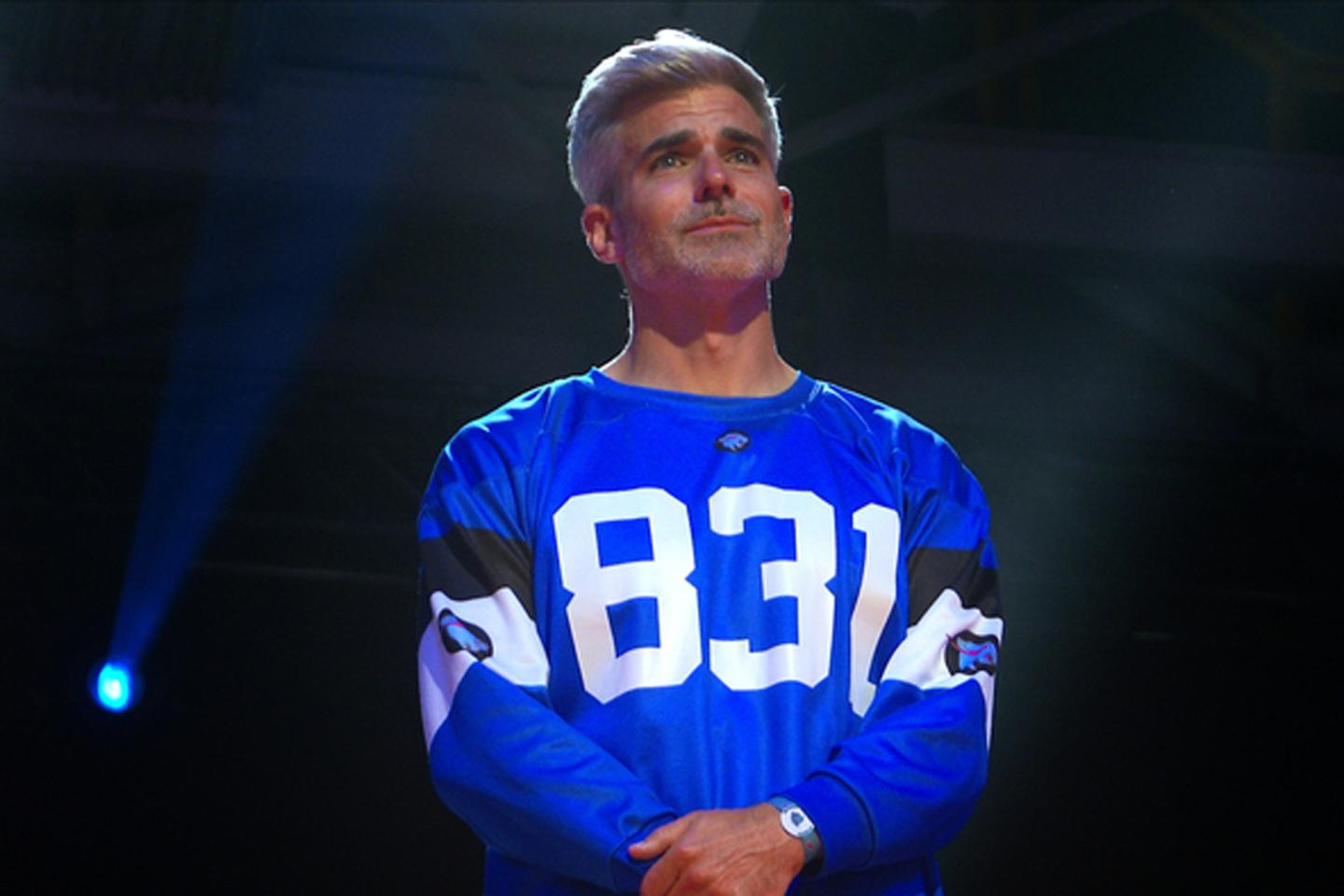 Jeff Allen wears his 831 jersey on the seat of Beast Games