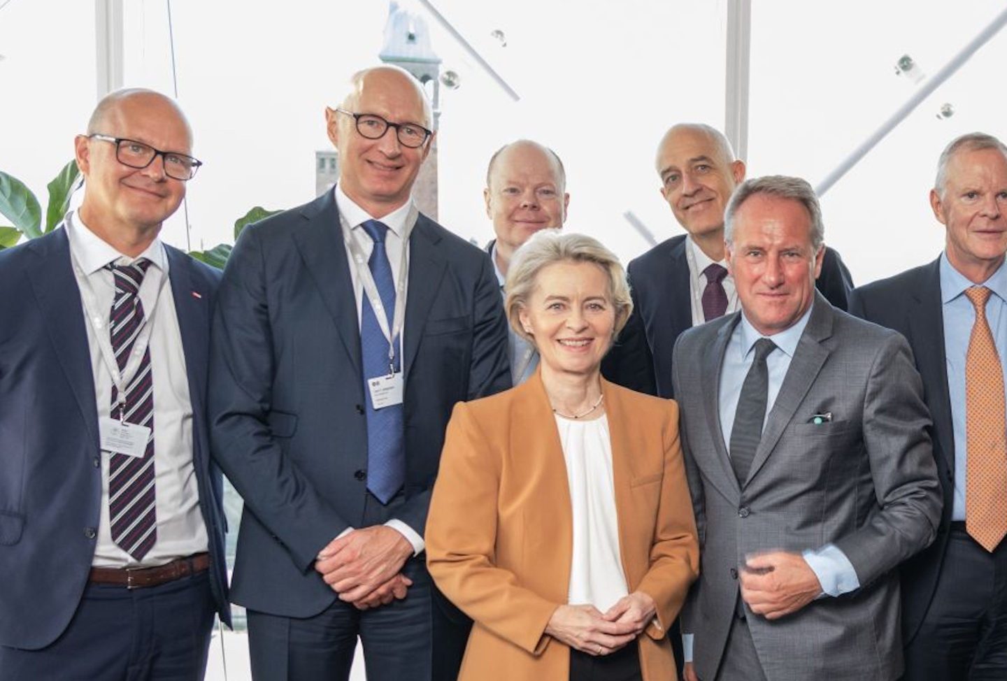 LArs Freurgaard Jorgensen and Ursula von der Leyen pictured among Danish business leaders in 2024.