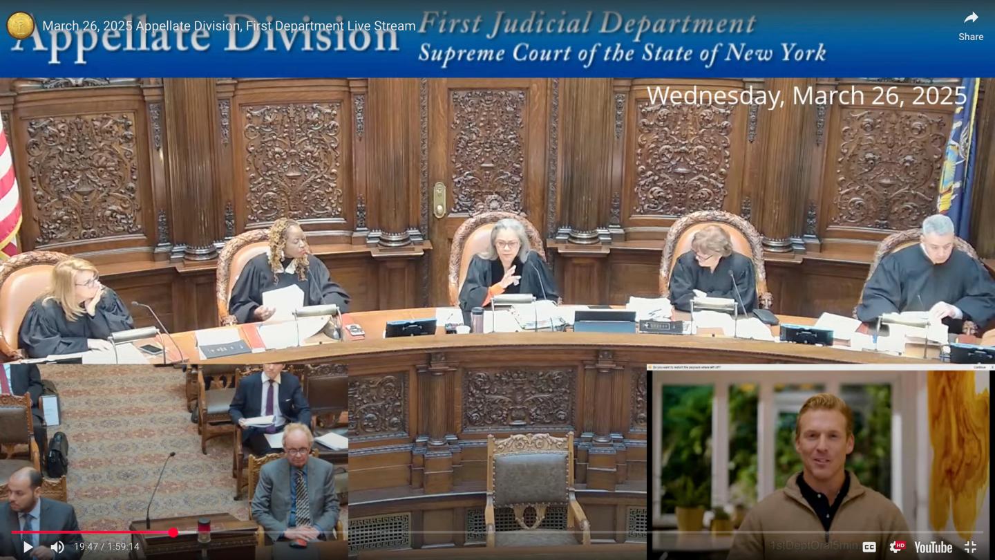 Screenshot of an AI avatar speaking before the court
