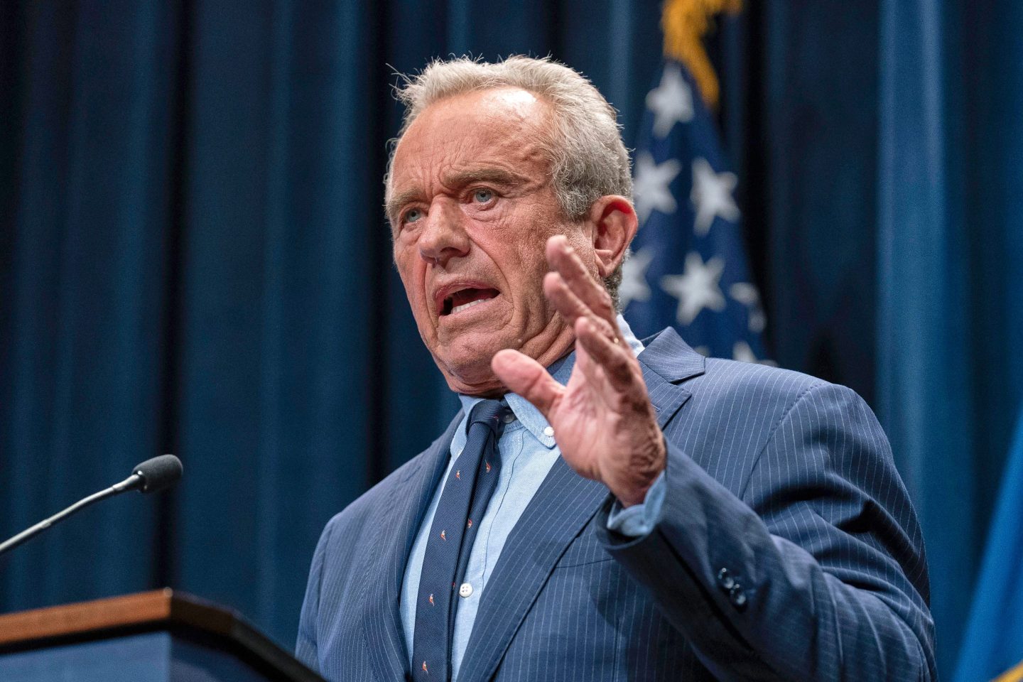 Health and Human Services Secretary Robert F. Kennedy Jr. speaks during a news conference on the Autism report by the CDC at the Hubert Humphrey Building Auditorium in Washington, on April 16, 2025.