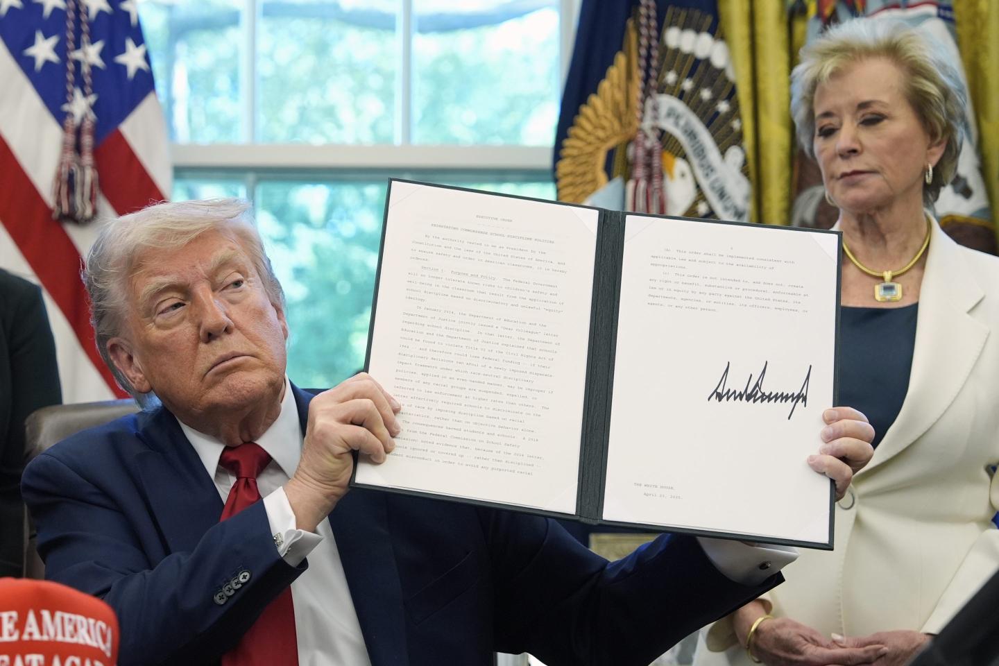 Trump signs orders against ‘wokeness’ in education, including one to root out efforts to ensure equity in school punishments