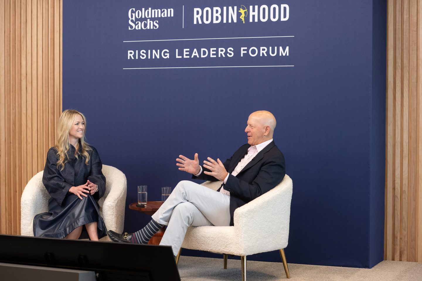 Goldman Sachs CEO David Solomon in conversation with with Brittany Boals Moeller, Goldman's region head for San Francisco private wealth management.